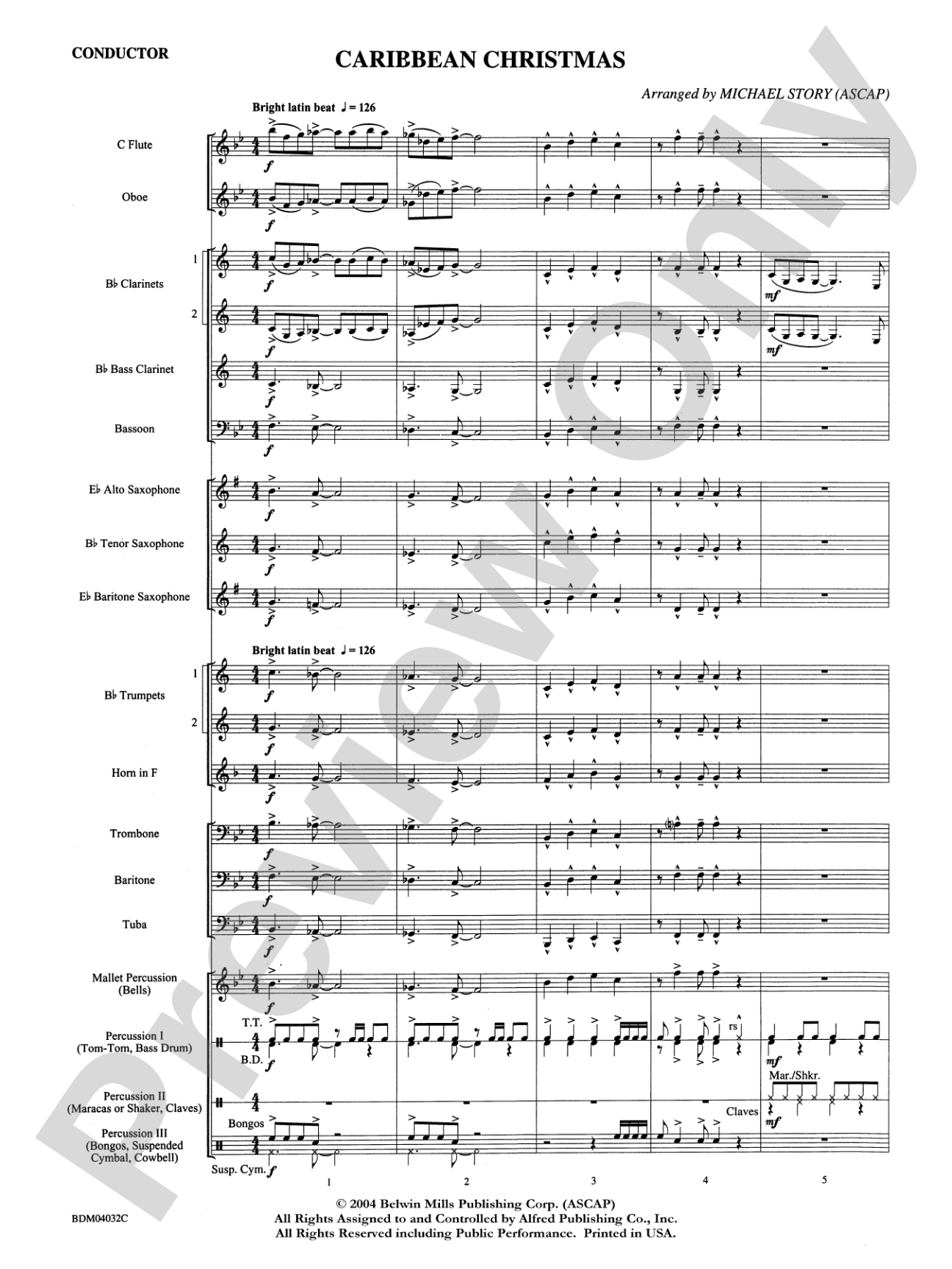 Caribbean Christmas: Concert Band Conductor Score & Parts