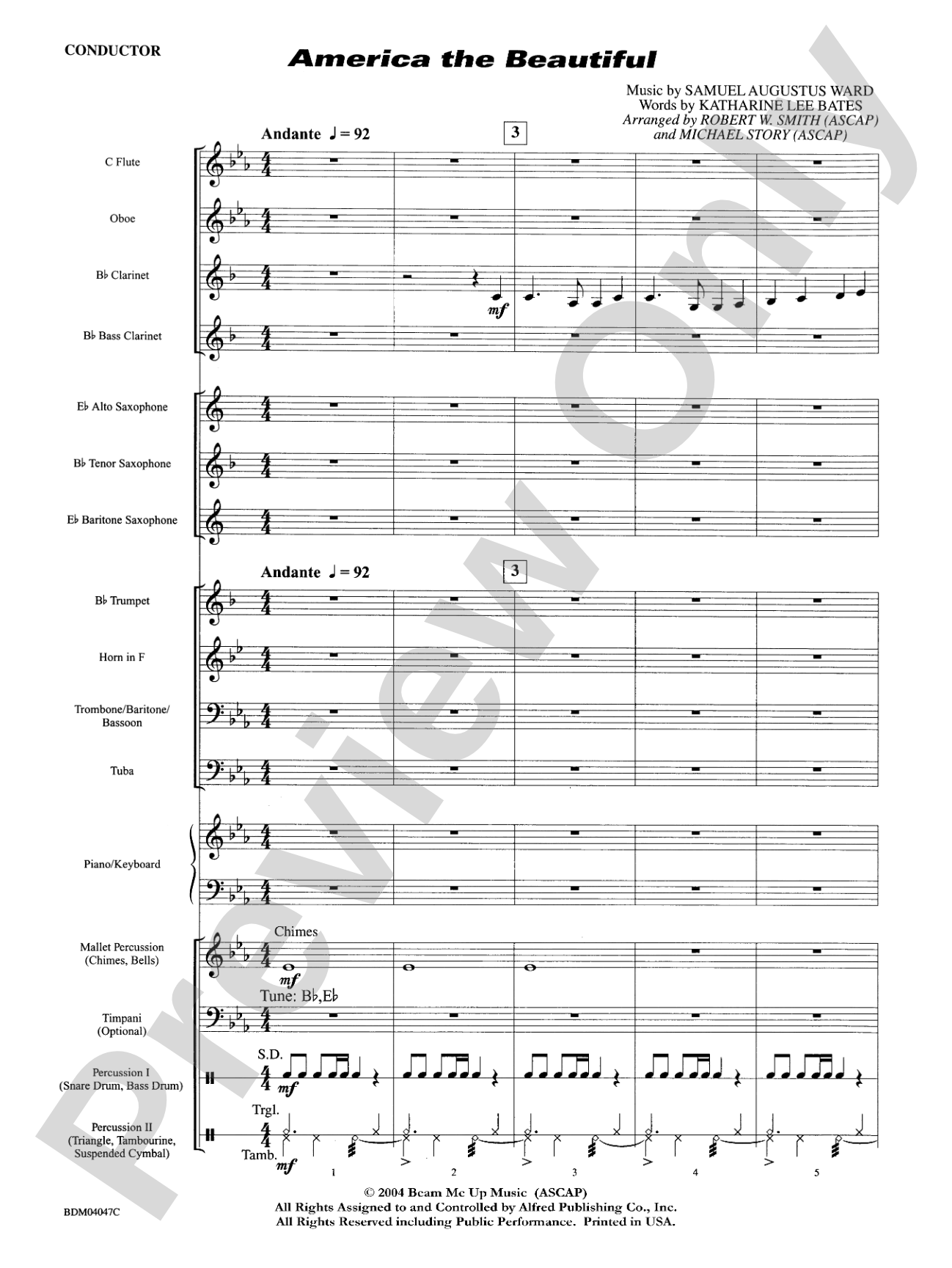 America, the Beautiful: Concert Band Conductor Score & Parts