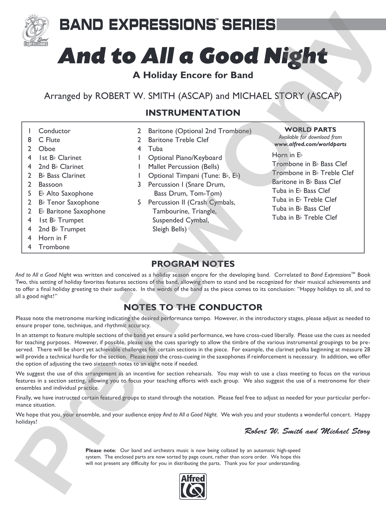 And to All a Good Night (A Holiday Encore for Band): Concert Band Conductor Score & Parts