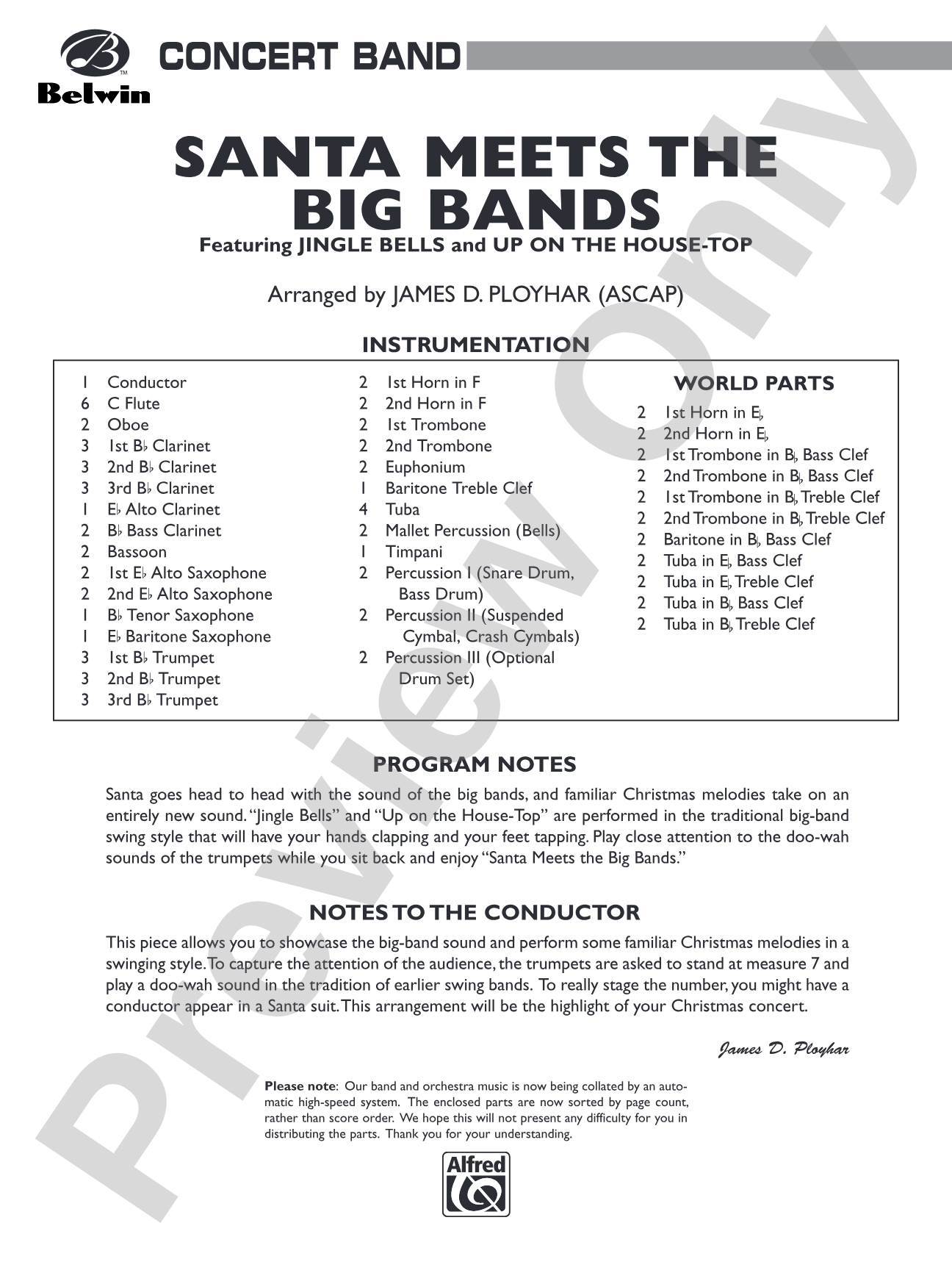 Santa Meets the Big Bands: Concert Band Conductor Score & Parts