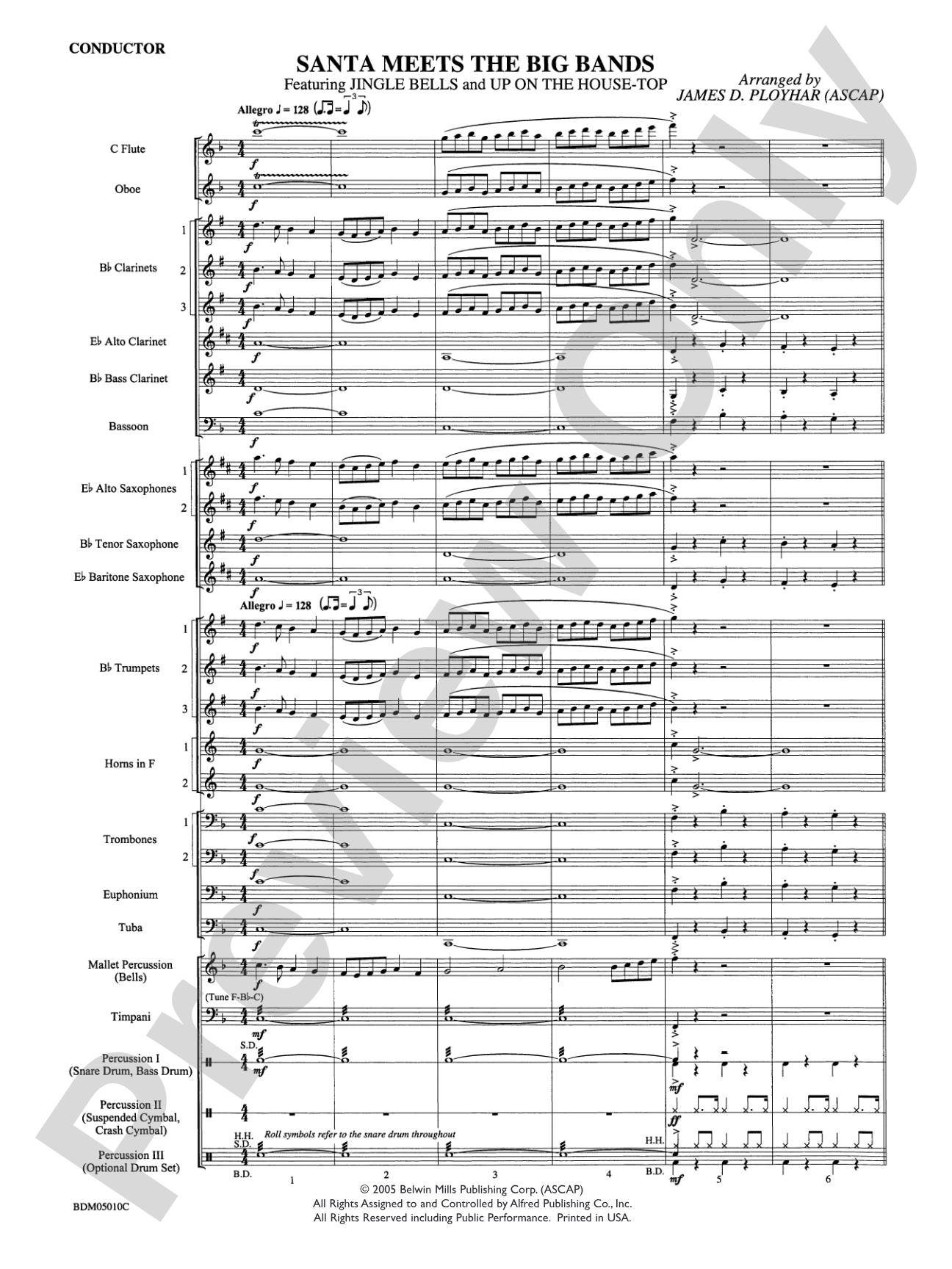 Santa Meets the Big Bands: Concert Band Conductor Score & Parts