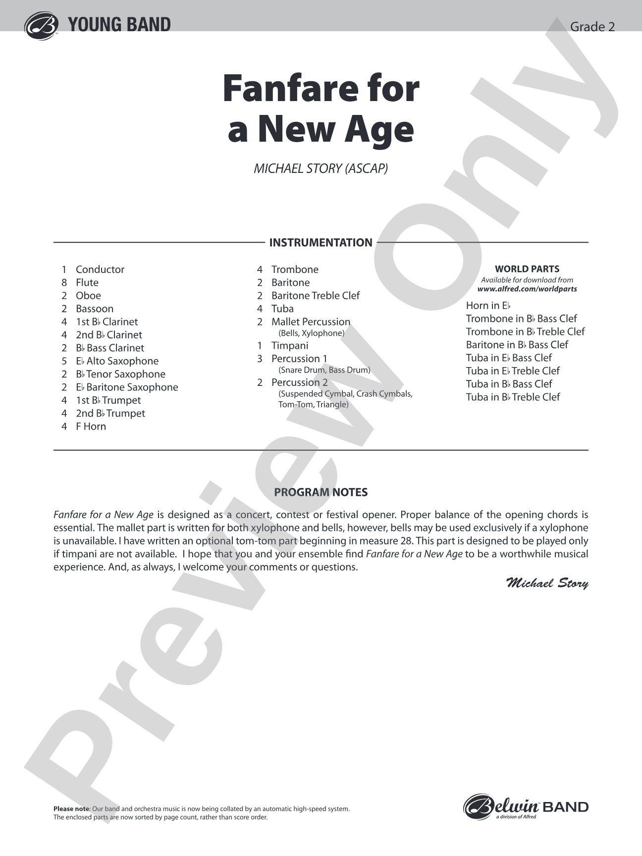 Fanfare for a New Age: Concert Band Conductor Score & Parts