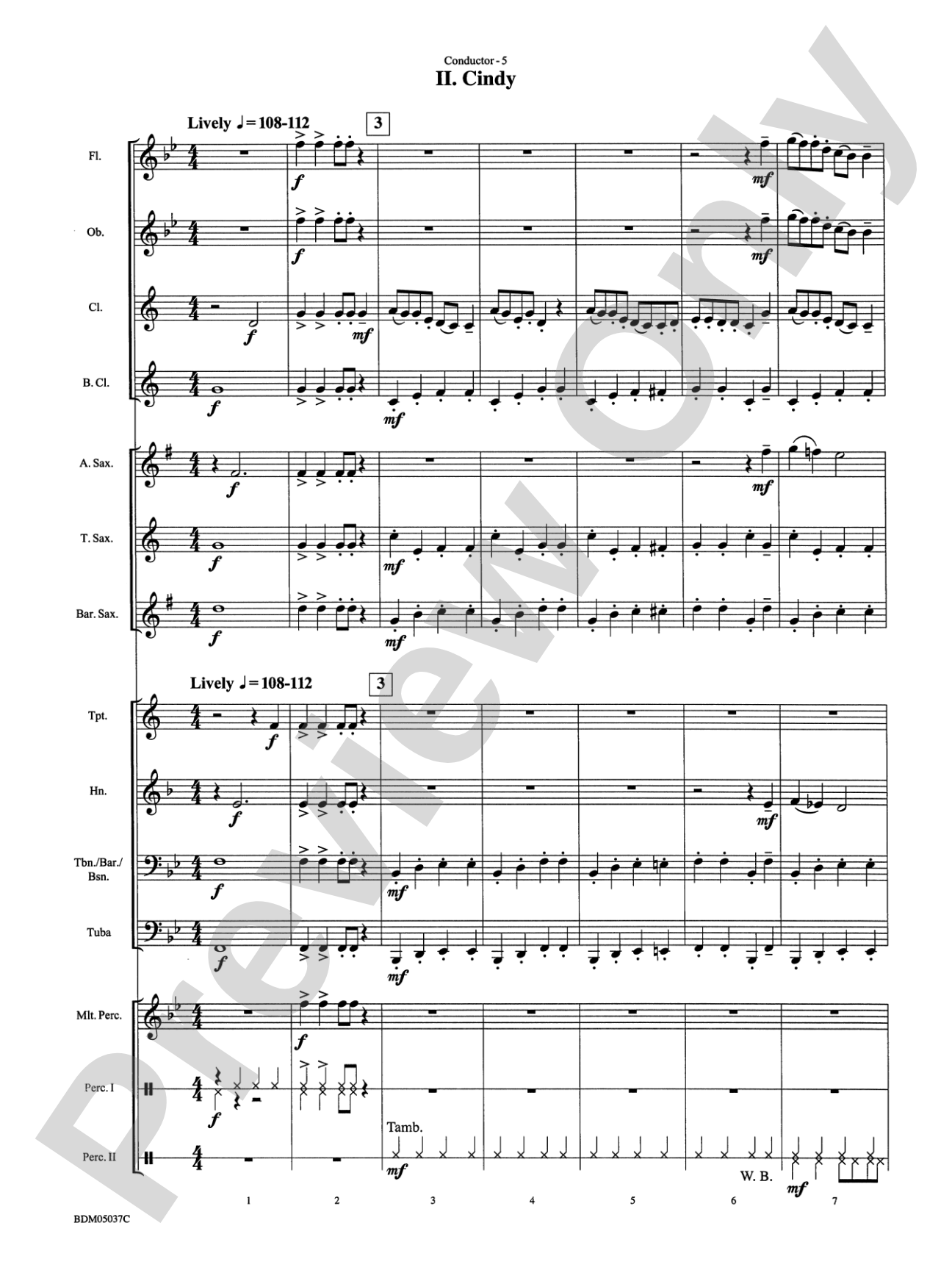 Two Appalachian Songs (I. "Once I Had a Sweetheart," II. "Cindy"): Concert Band Conductor Score & Parts