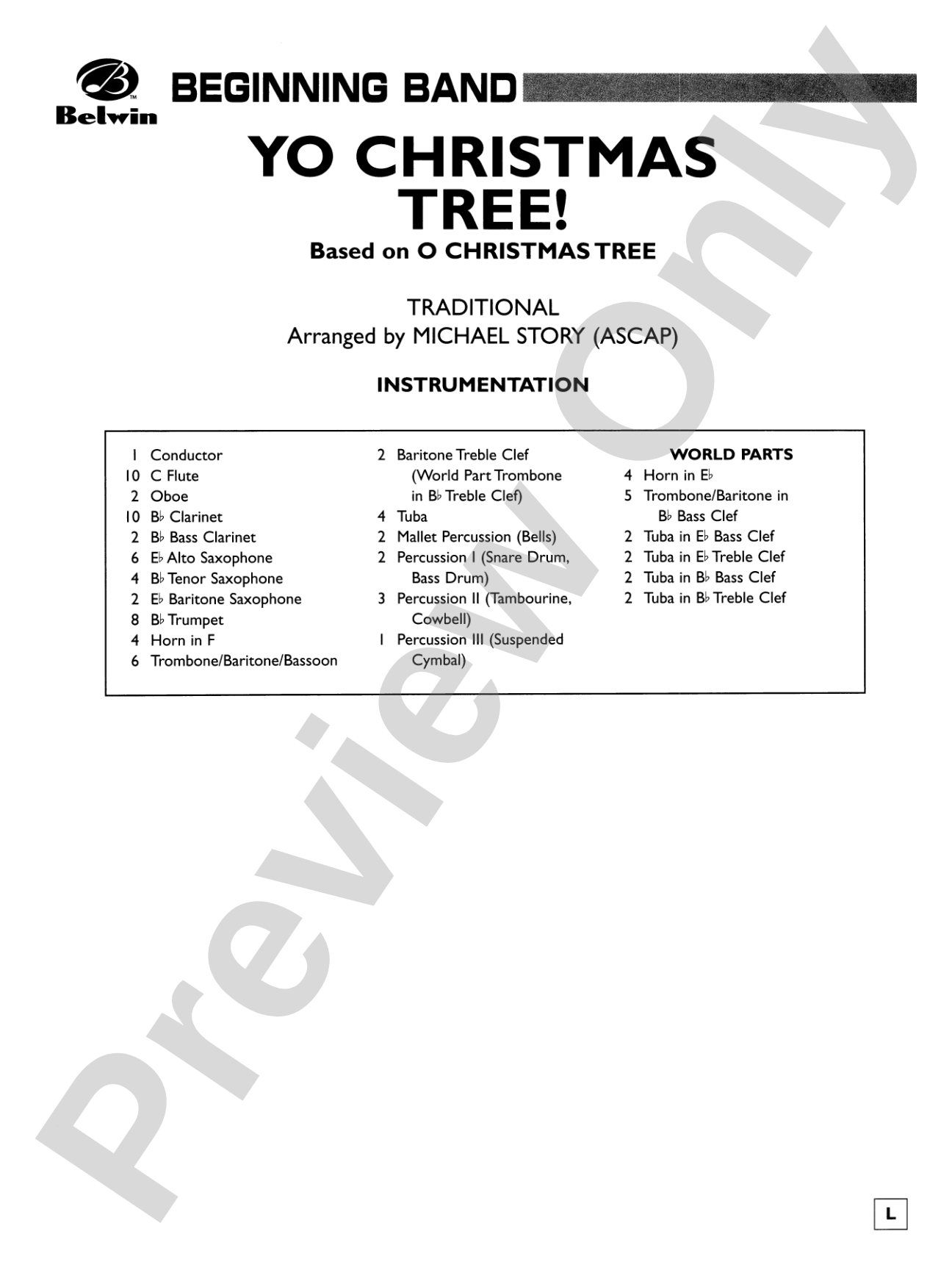 Yo Christmas Tree! (based on "O Christmas Tree"): Concert Band Conductor Score & Parts