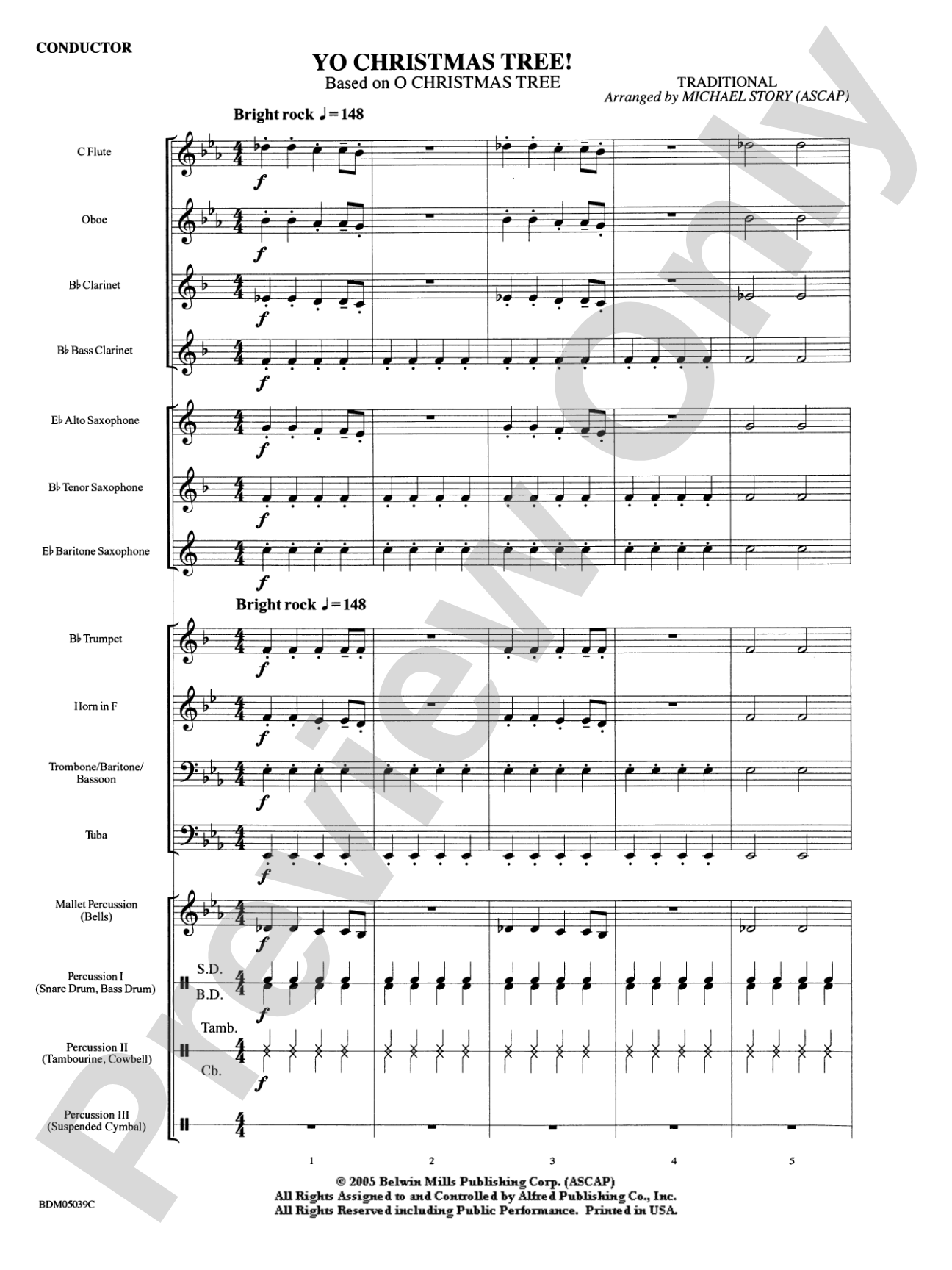 Yo Christmas Tree! (based on "O Christmas Tree"): Concert Band Conductor Score & Parts