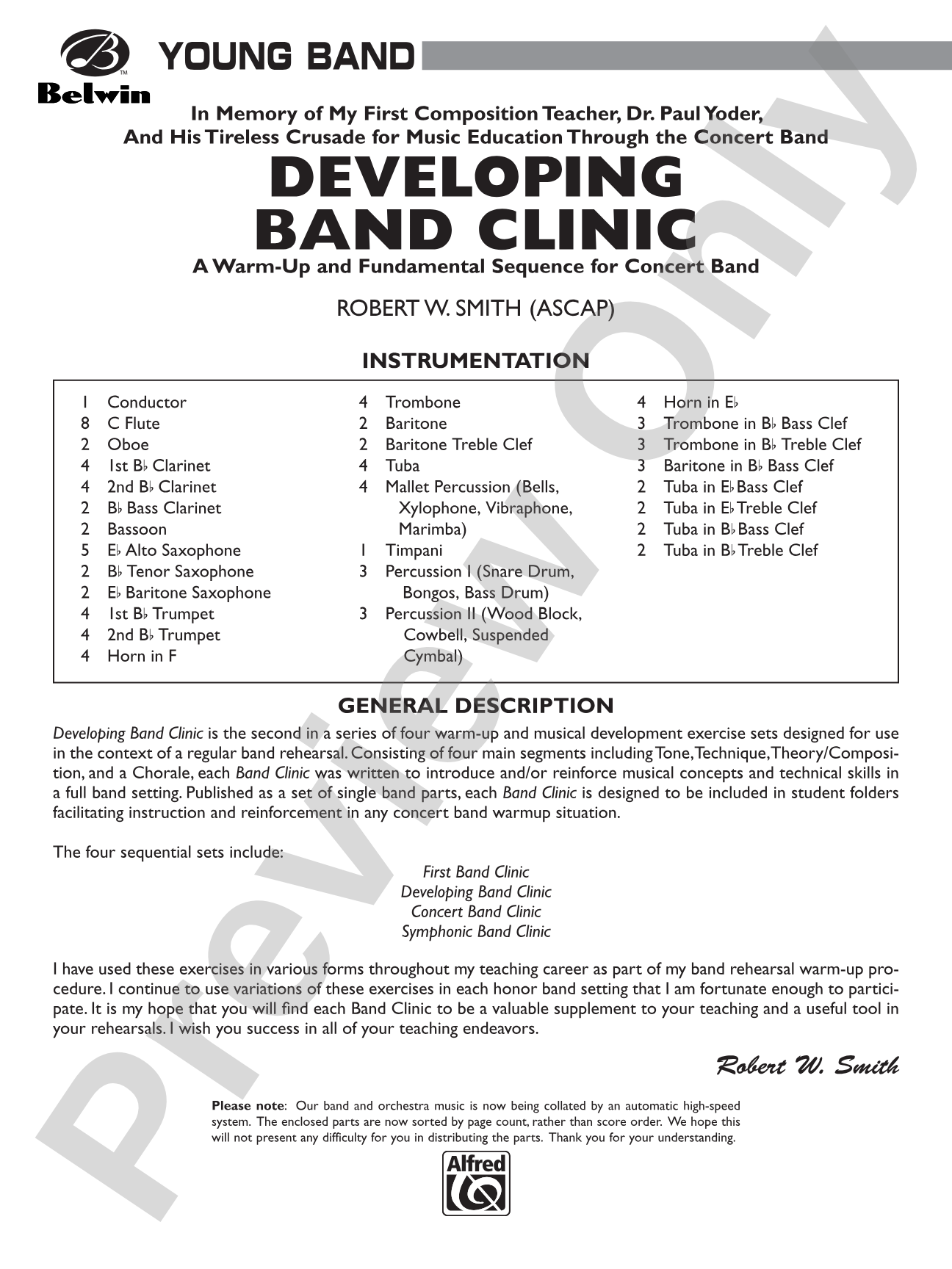 Developing Band Clinic (A Warm-Up and Fundamental Sequence for Concert Band): Concert Band Conductor Score & Parts