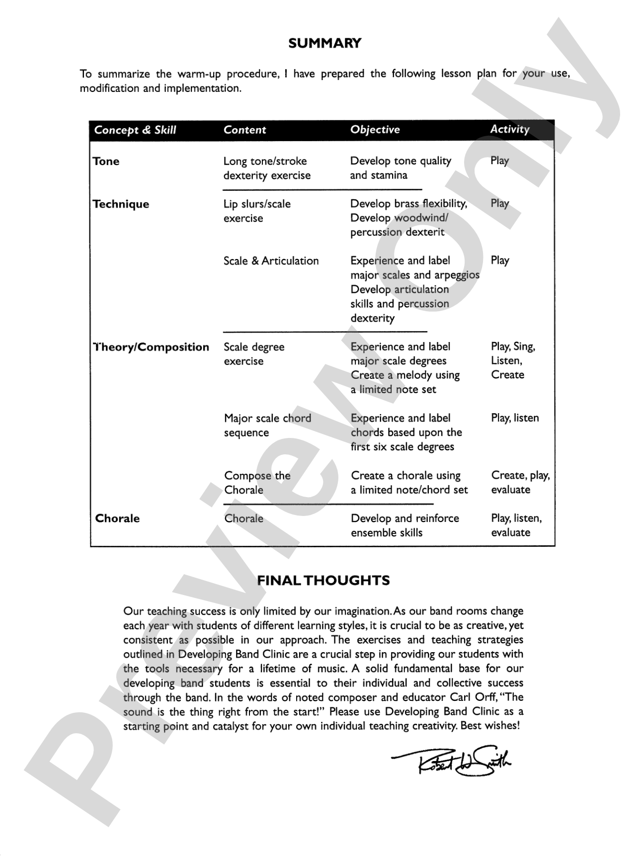 Developing Band Clinic (A Warm-Up and Fundamental Sequence for Concert Band): Concert Band Conductor Score & Parts