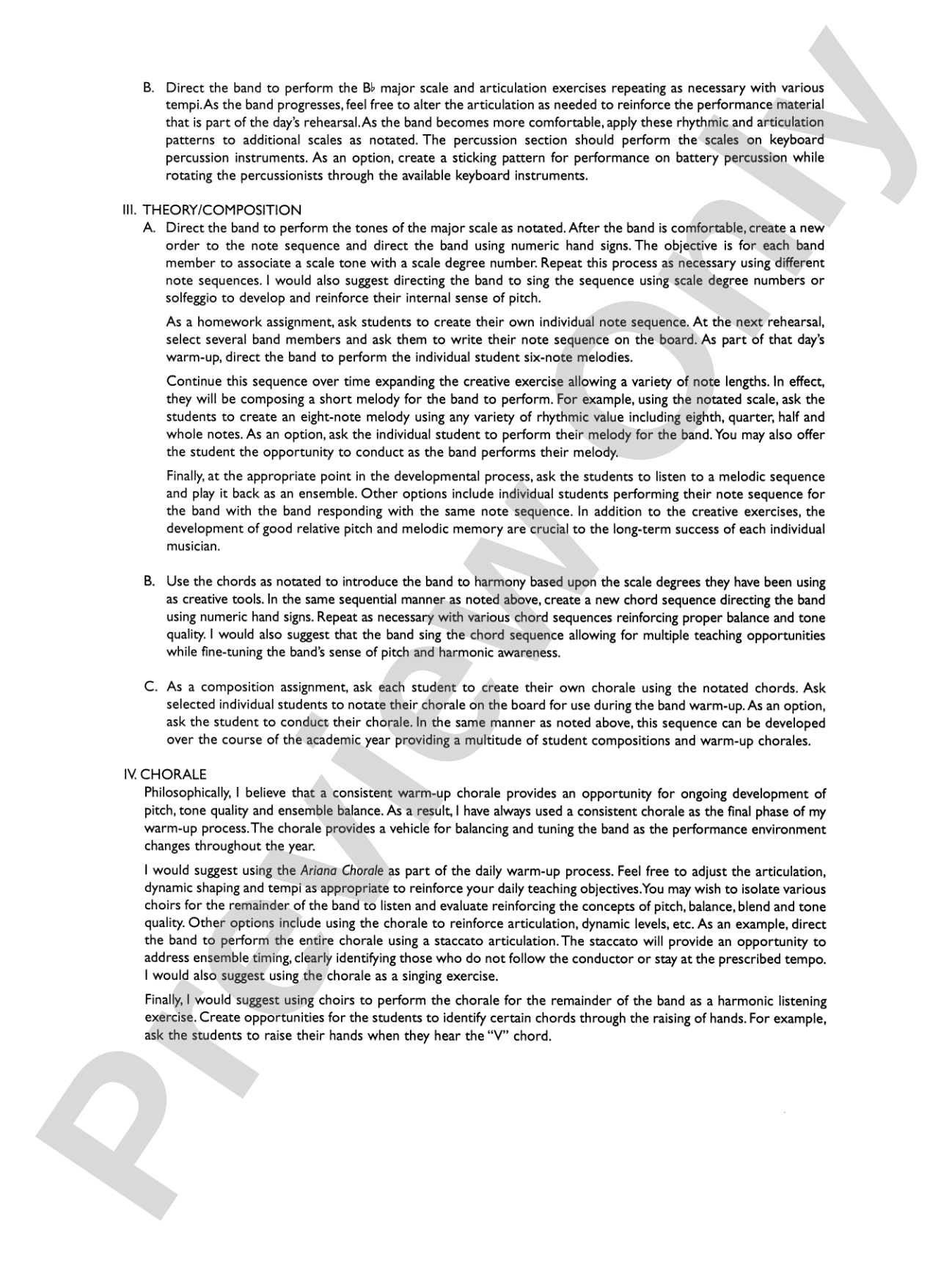 Concert Band Clinic (A Warm-Up and Fundamental Sequence for Concert Band): Score