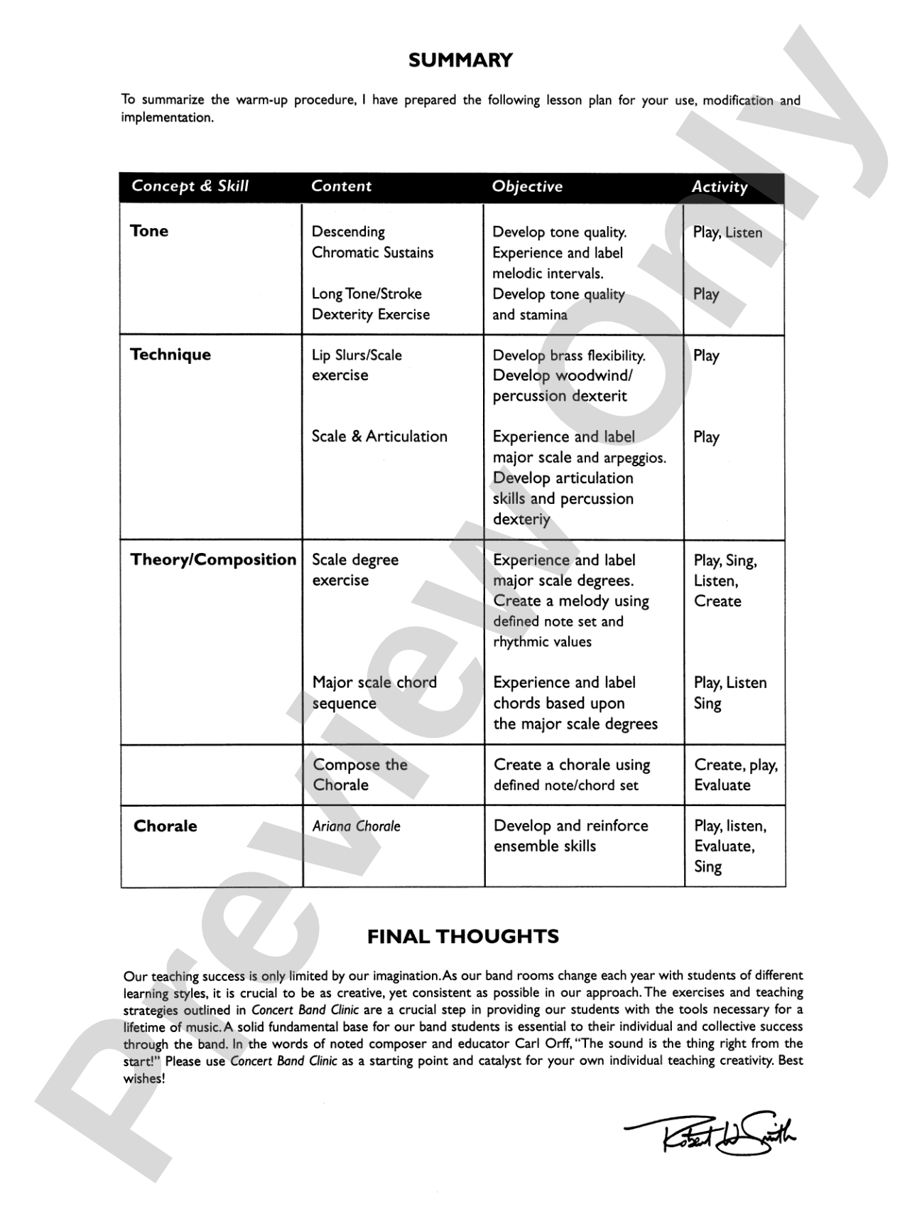 Concert Band Clinic (A Warm-Up and Fundamental Sequence for Concert Band): Score