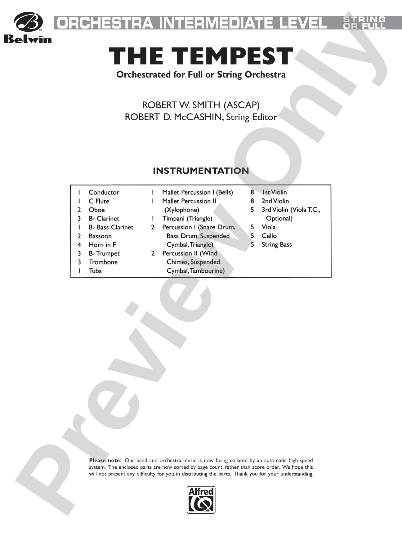 The Tempest: Full Orchestra Conductor Score & Parts