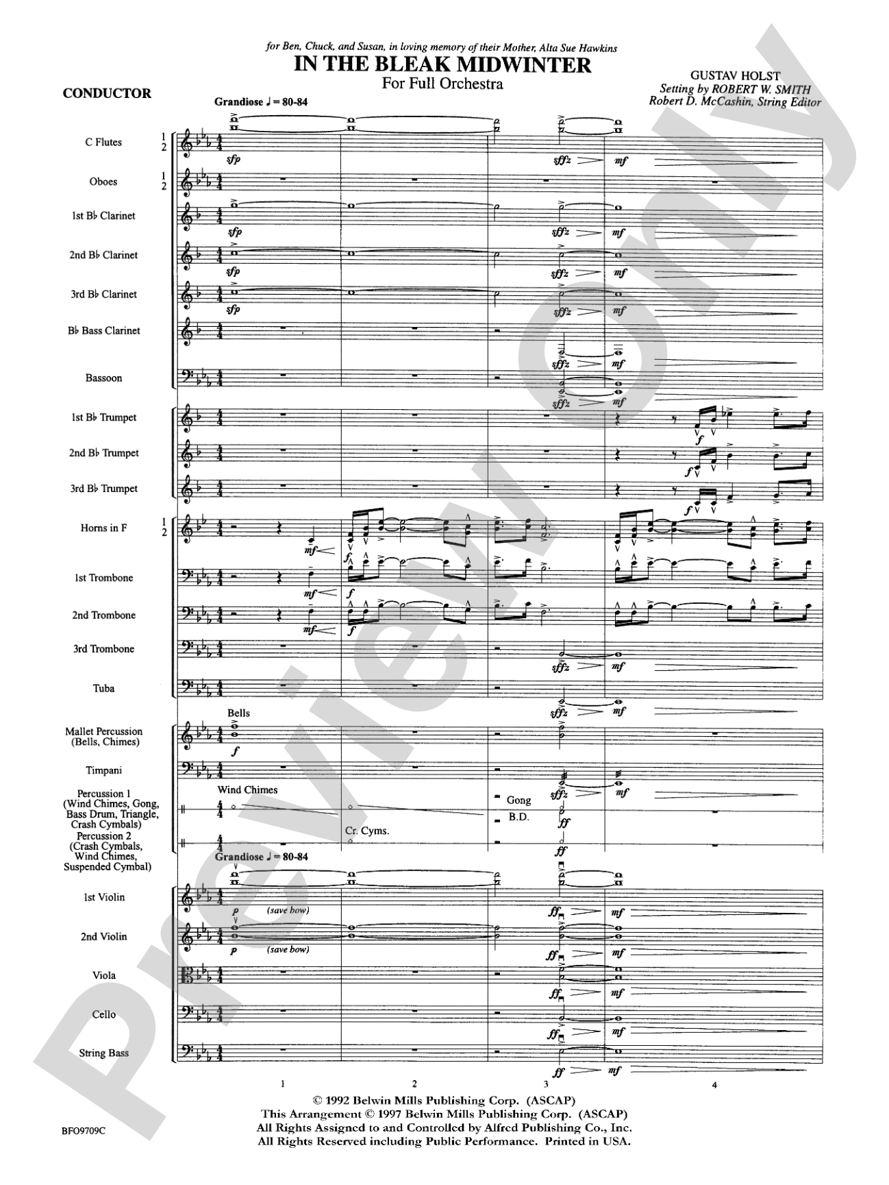 In the Bleak Midwinter: Full Orchestra Conductor Score & Parts