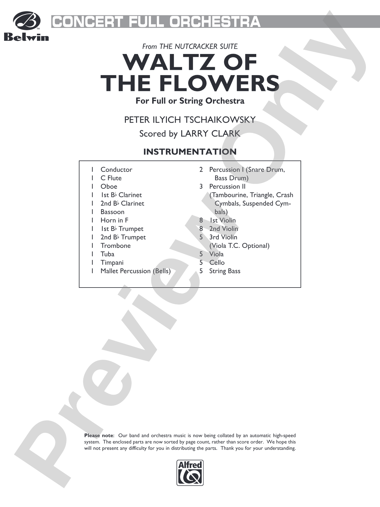 Waltz of the Flowers (from The Nutcracker Suite): Full Orchestra Conductor Score & Parts