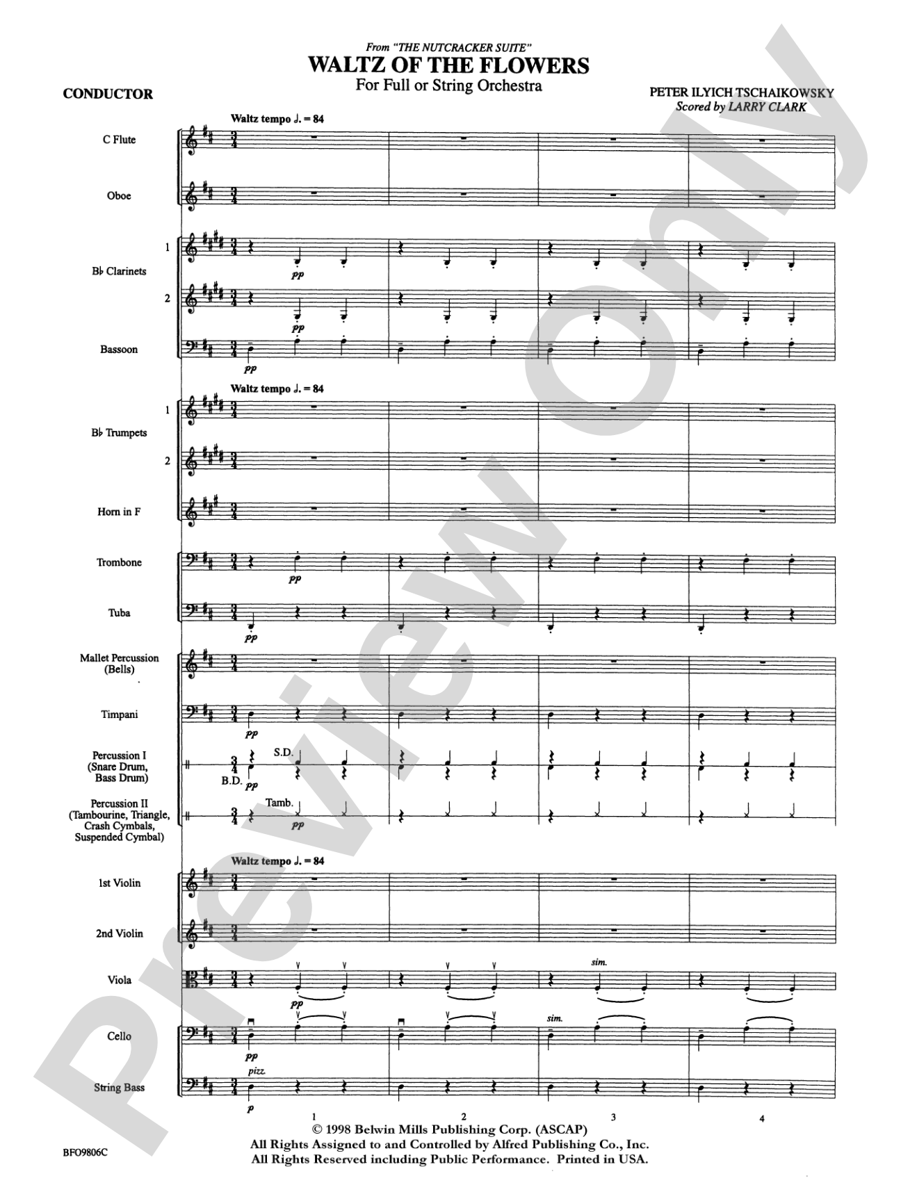Waltz of the Flowers (from The Nutcracker Suite): Full Orchestra Conductor Score & Parts
