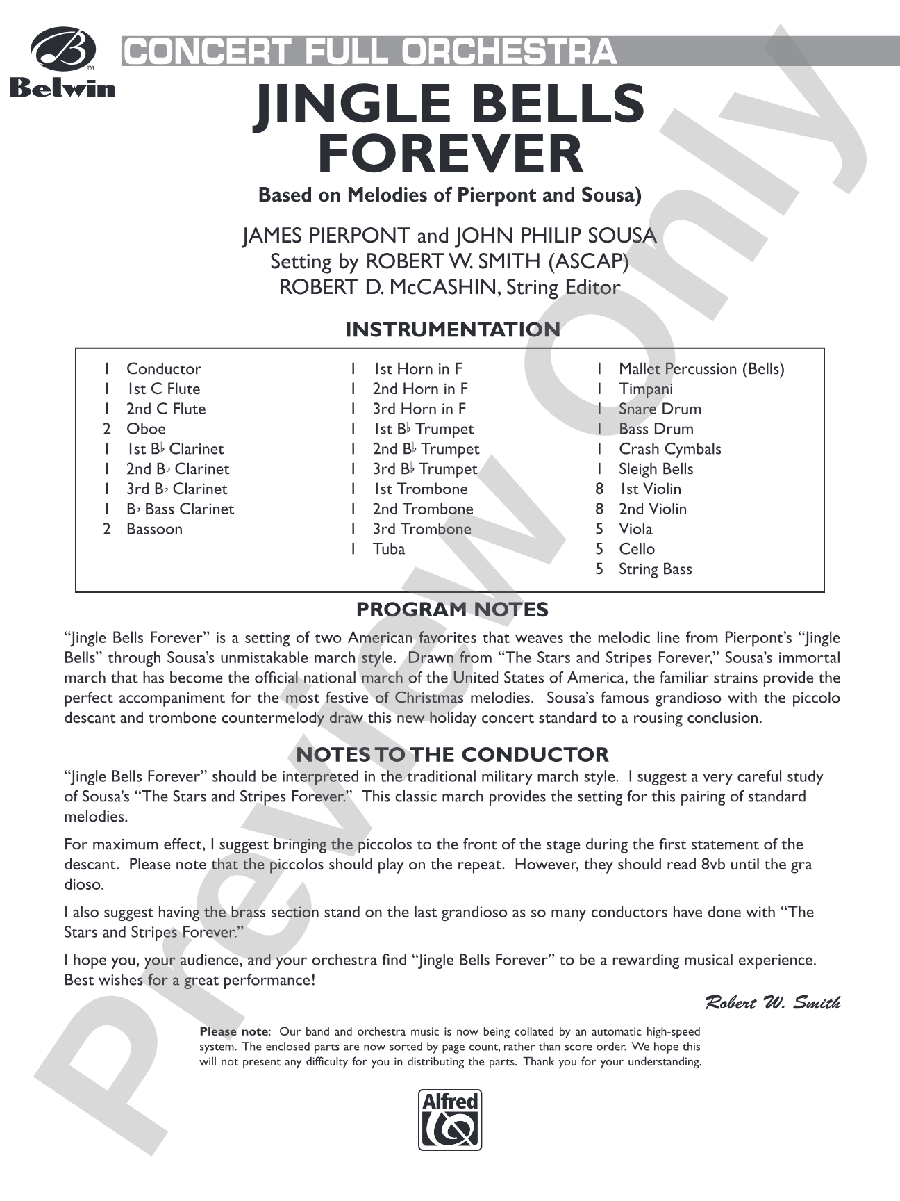 Jingle Bells Forever: Full Orchestra Conductor Score & Parts
