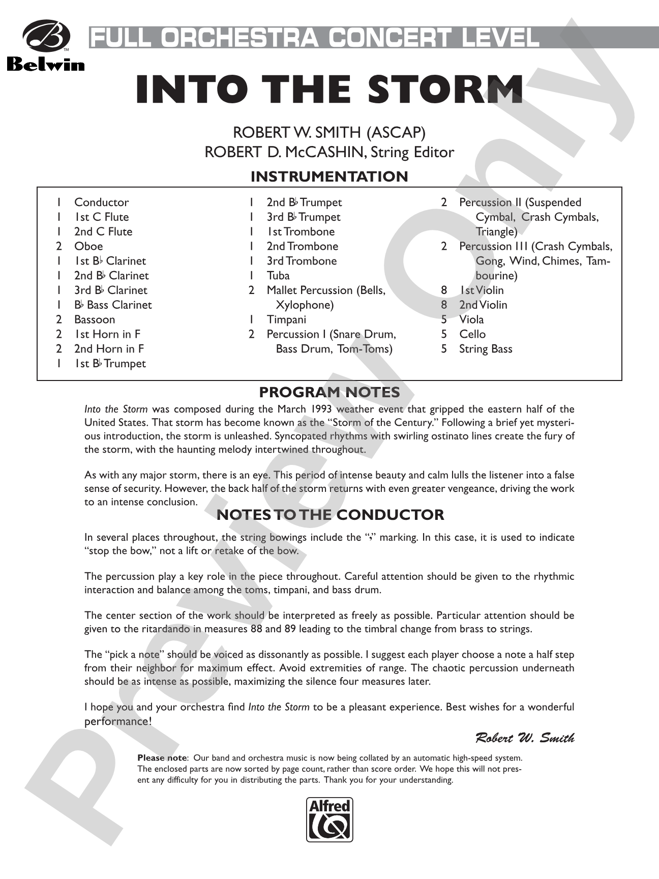 Into the Storm: Full Orchestra Conductor Score & Parts