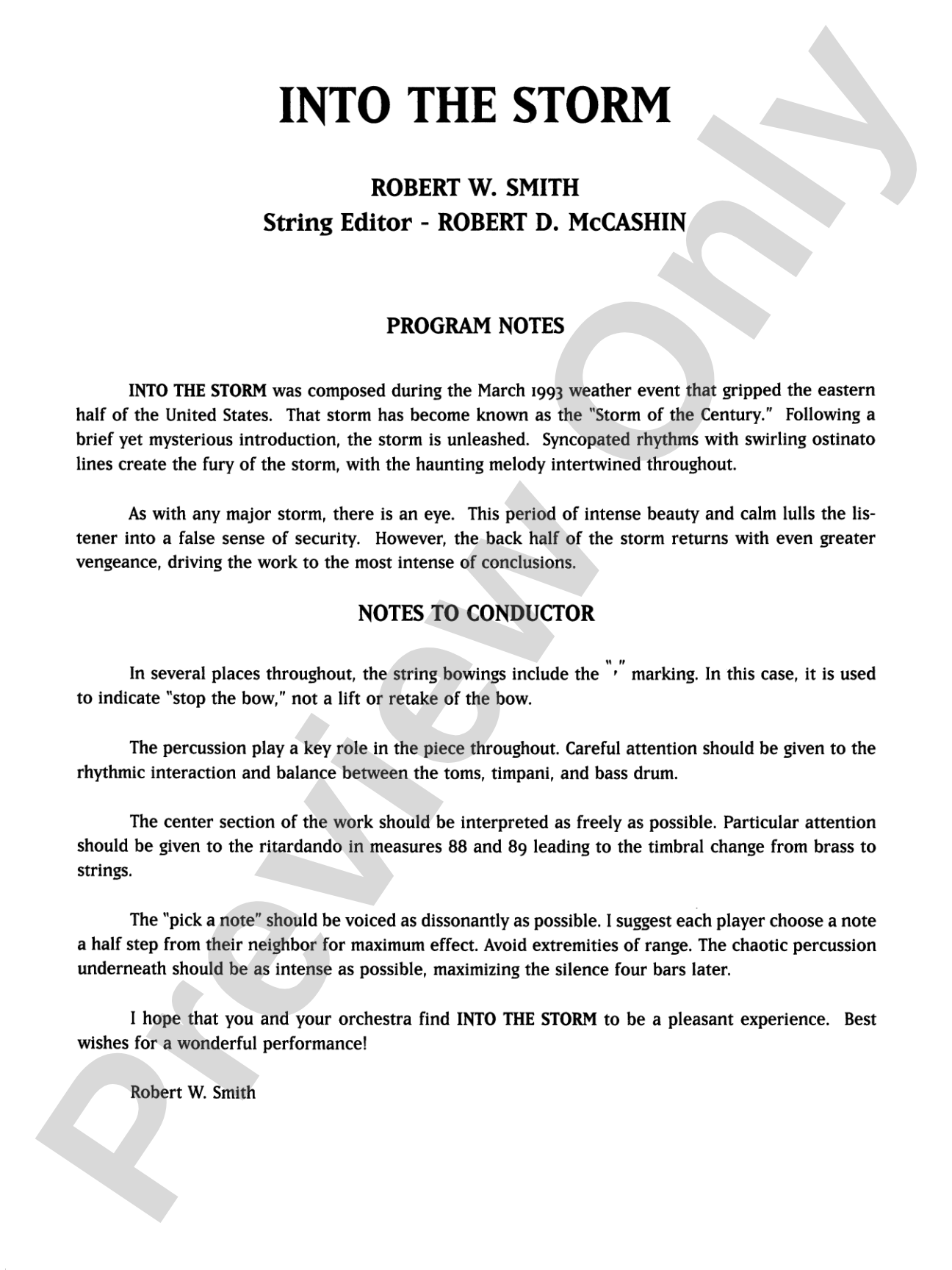 Into the Storm: Full Orchestra Conductor Score & Parts