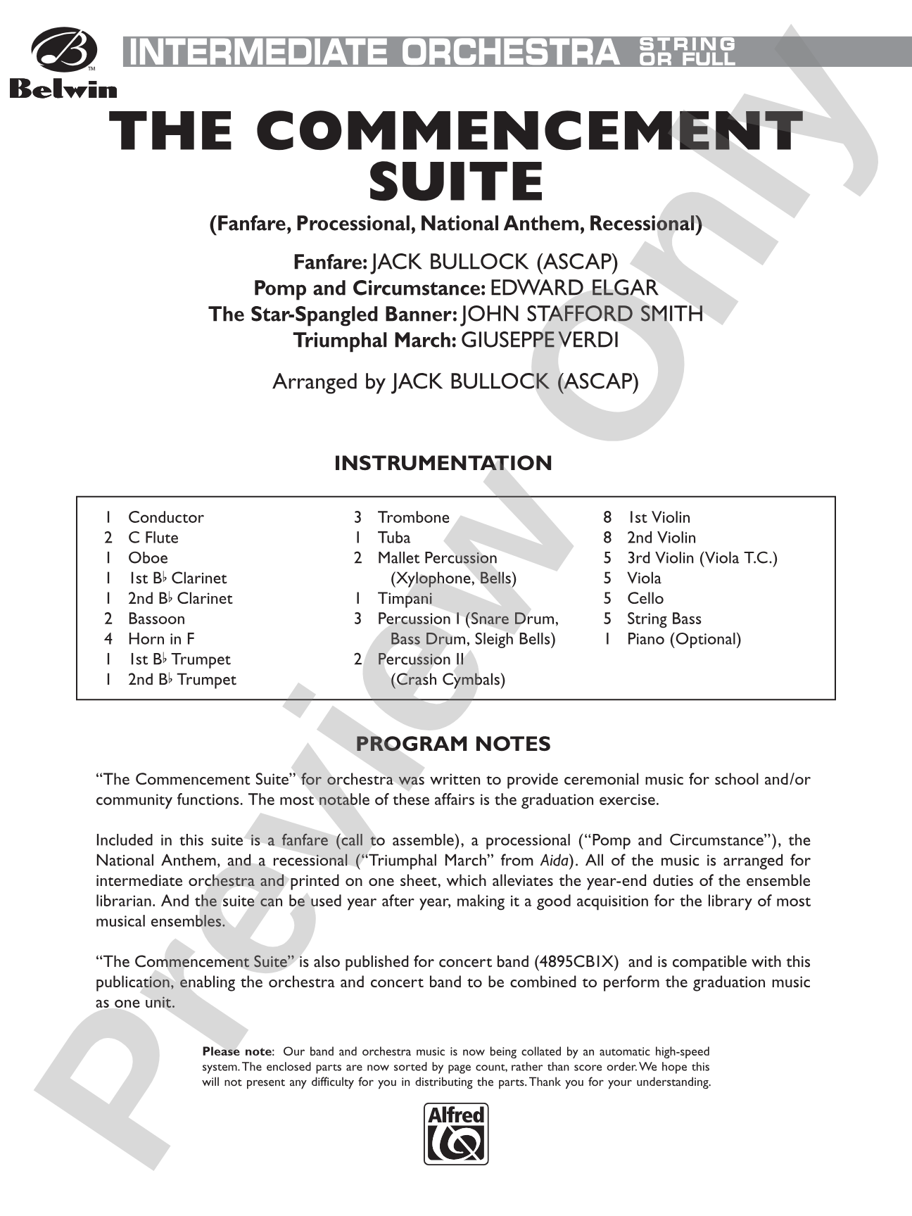 Commencement Suite: Full Orchestra Conductor Score & Parts