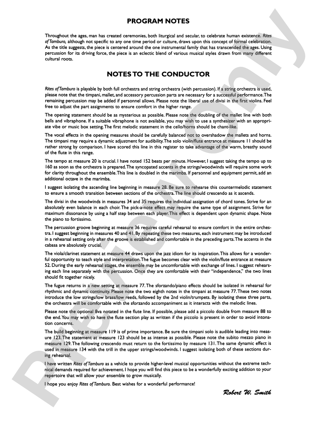 Rites of Tamburo: Full Orchestra Conductor Score & Parts