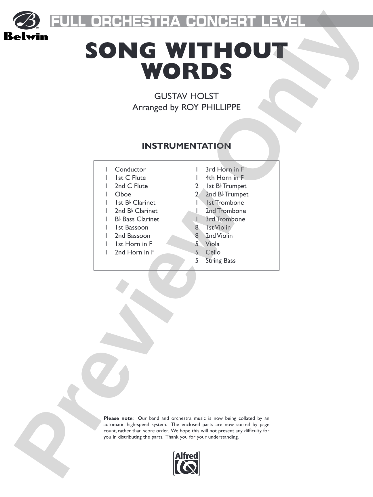 Song without Words: Score