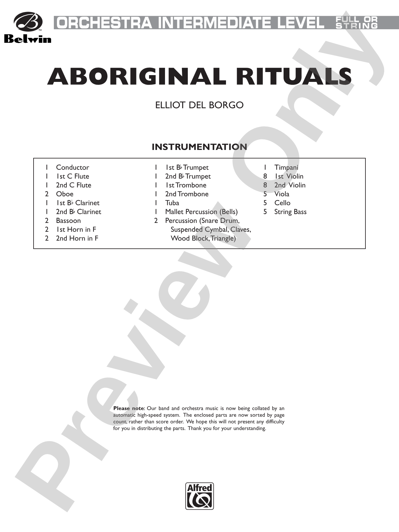 Aboriginal Rituals: Full Orchestra Conductor Score & Parts