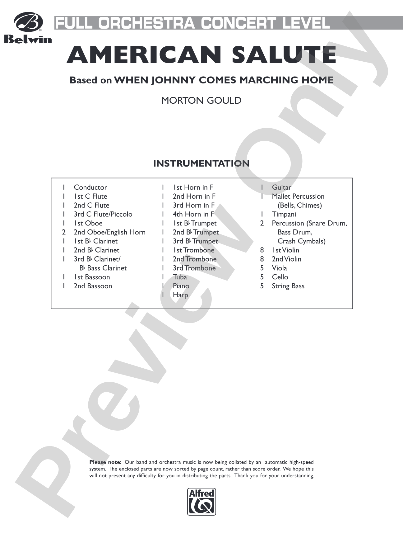 American Salute: Full Orchestra Conductor Score & Parts