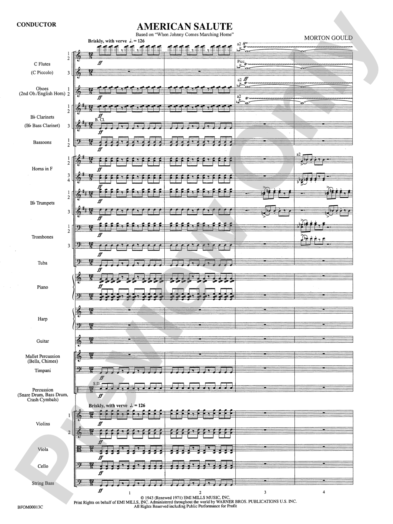 American Salute: Full Orchestra Conductor Score & Parts