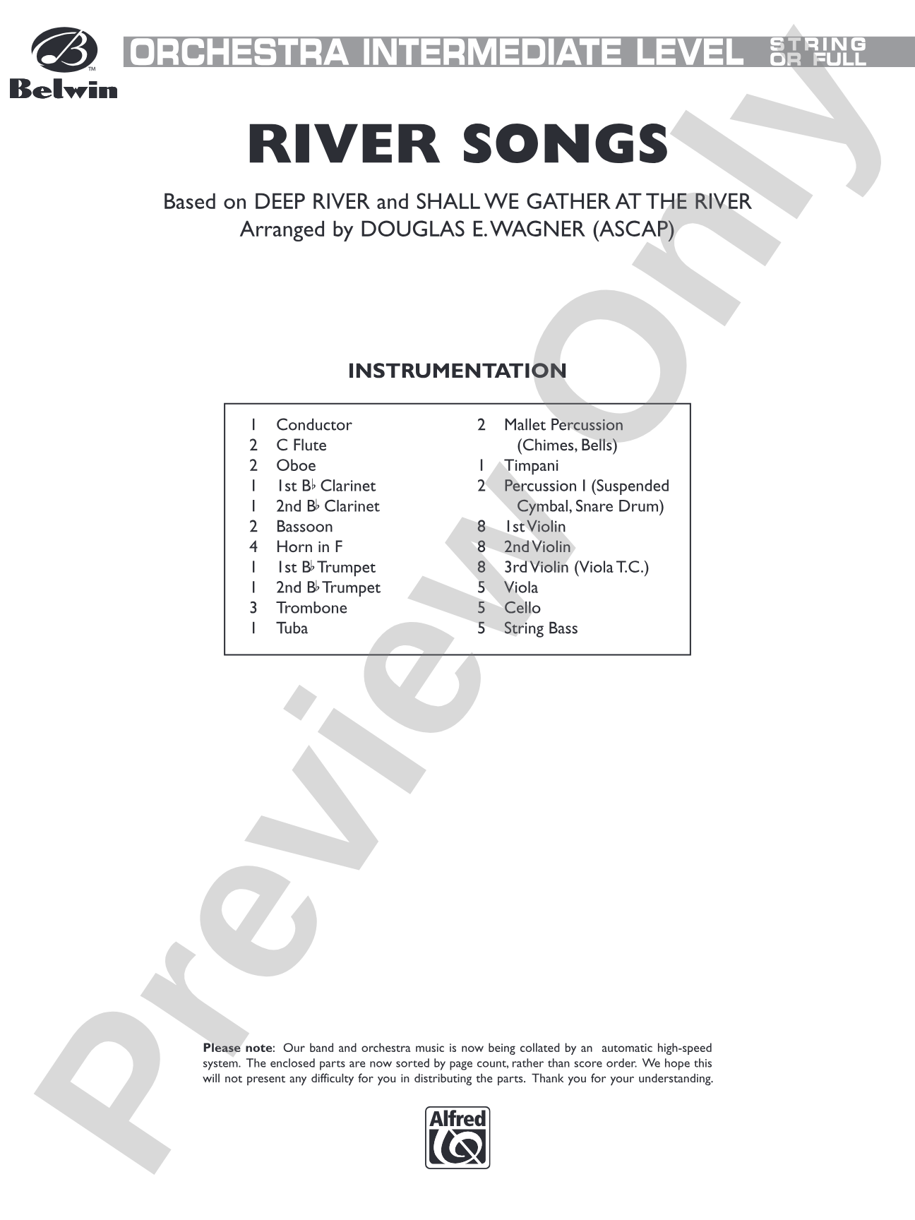River Songs (based on "Deep River" and "Shall We Gather at the River"): Full Orchestra Conductor Score & Parts