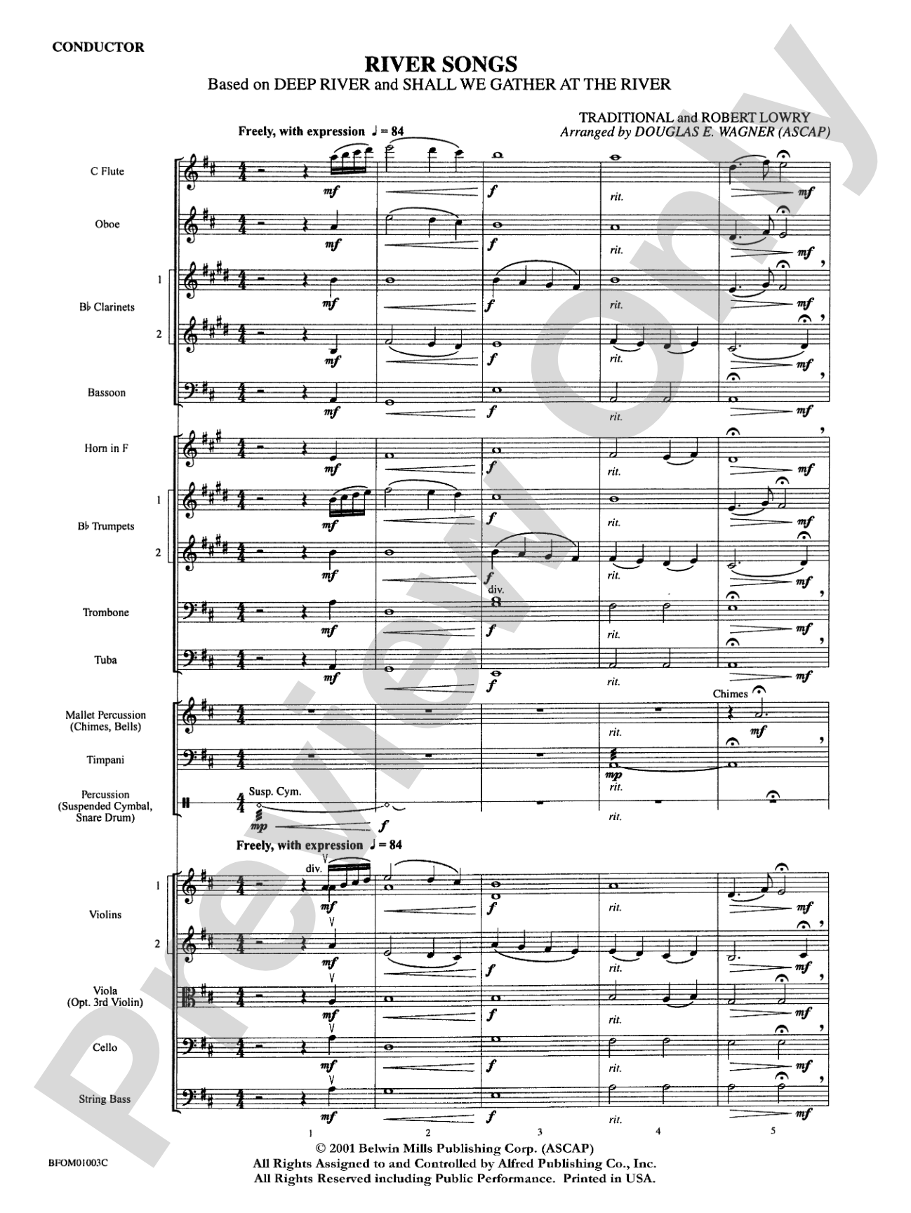 River Songs (based on "Deep River" and "Shall We Gather at the River"): Full Orchestra Conductor Score & Parts