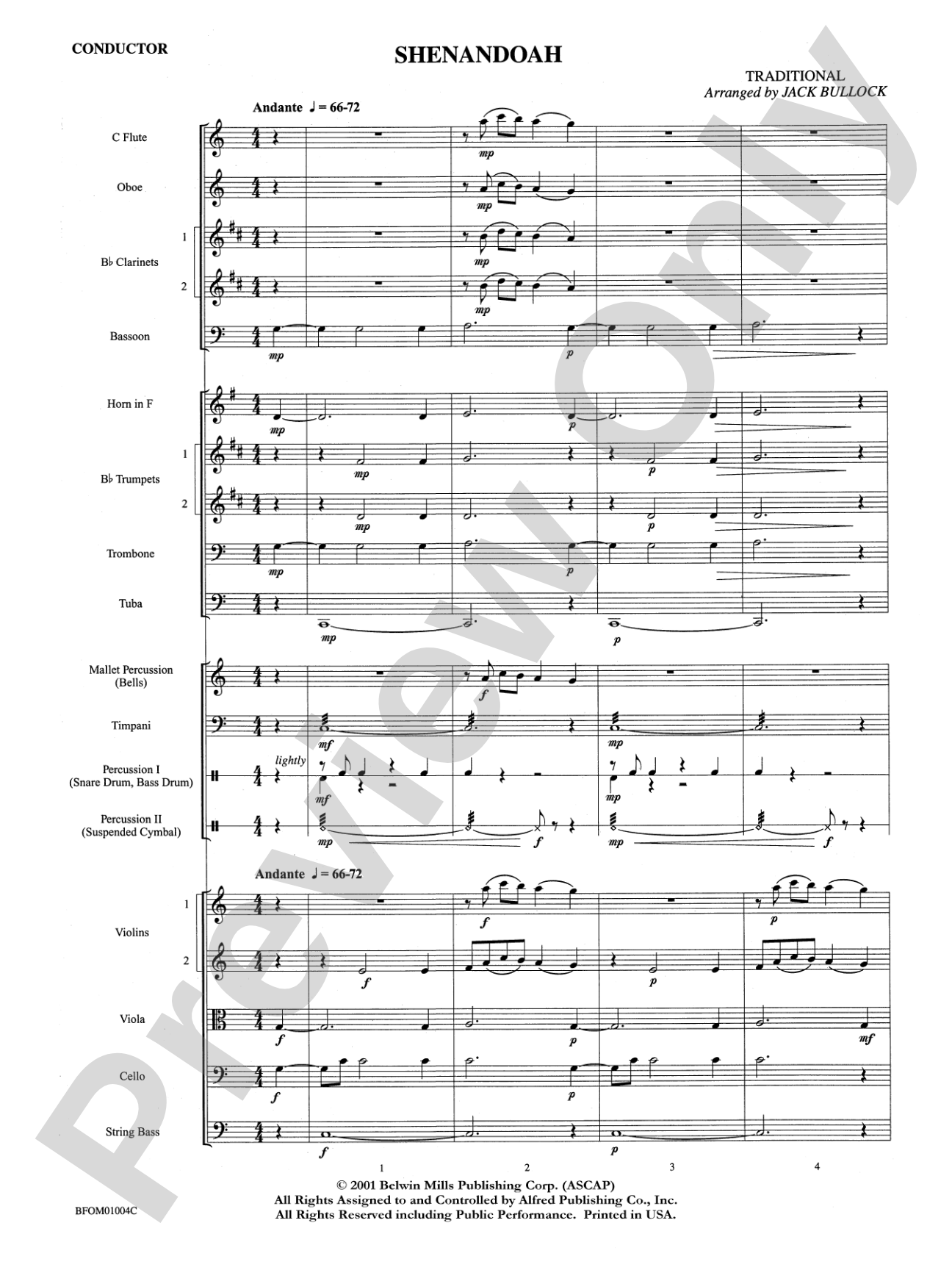 Shenandoah: Full Orchestra Conductor Score & Parts
