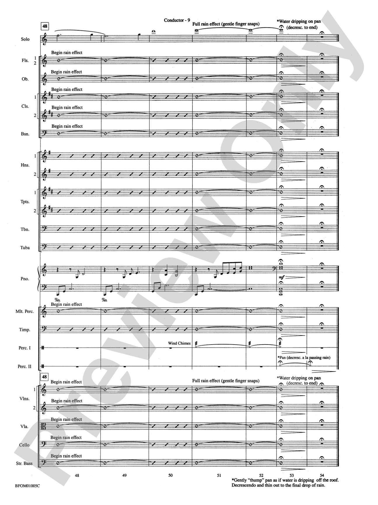 In a Gentle Rain (Movement II from the Willson Suite): Full Orchestra Conductor Score & Parts