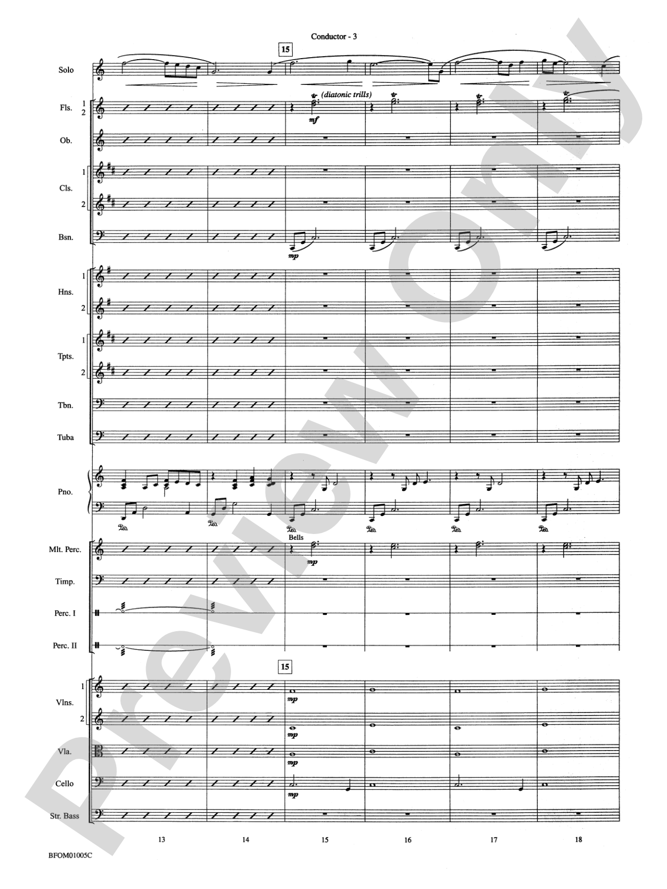 In a Gentle Rain (Movement II from the Willson Suite): Full Orchestra Conductor Score & Parts
