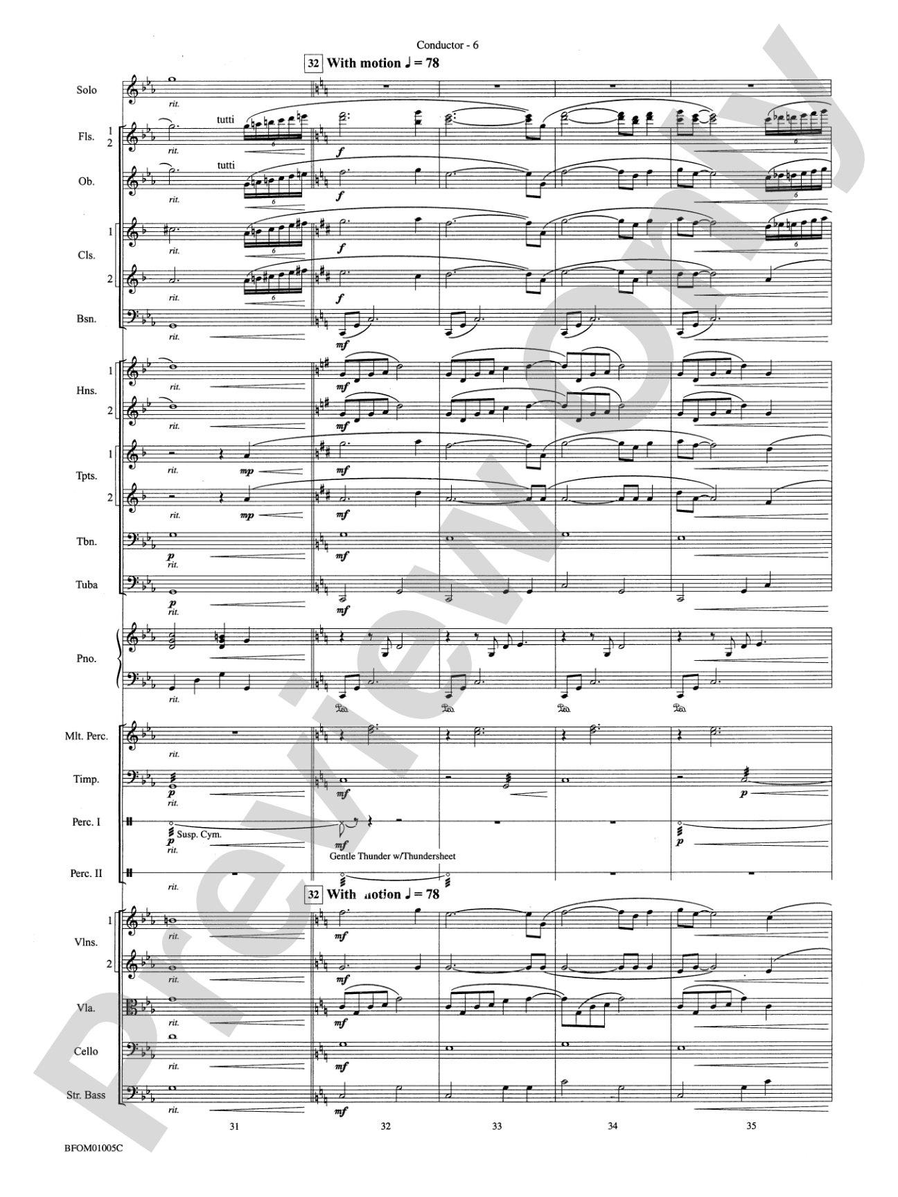 In a Gentle Rain (Movement II from the Willson Suite): Full Orchestra Conductor Score & Parts