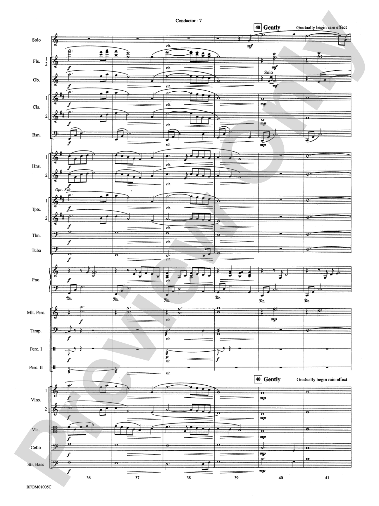 In a Gentle Rain (Movement II from the Willson Suite): Full Orchestra Conductor Score & Parts