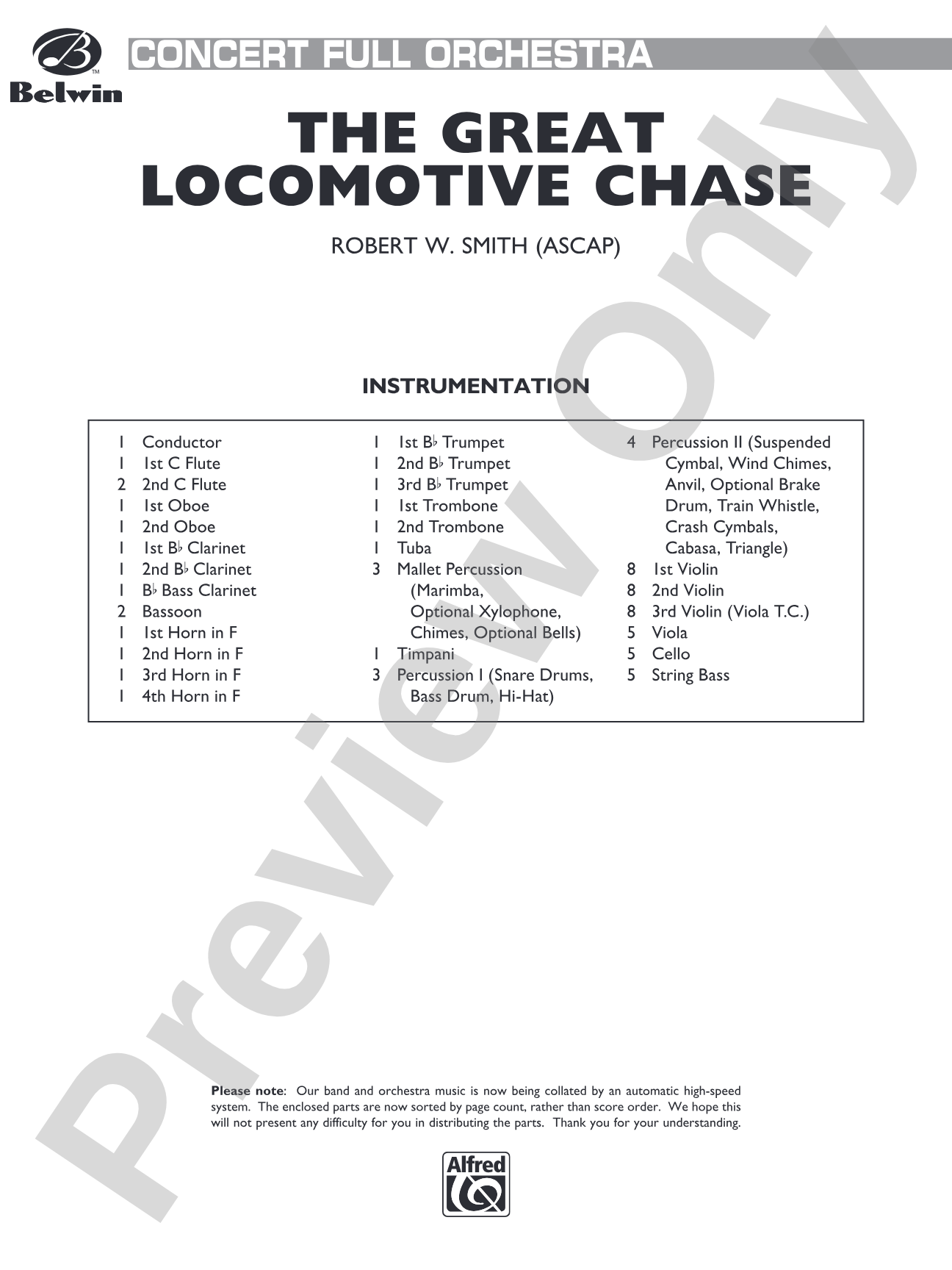The Great Locomotive Chase: Full Orchestra Conductor Score & Parts