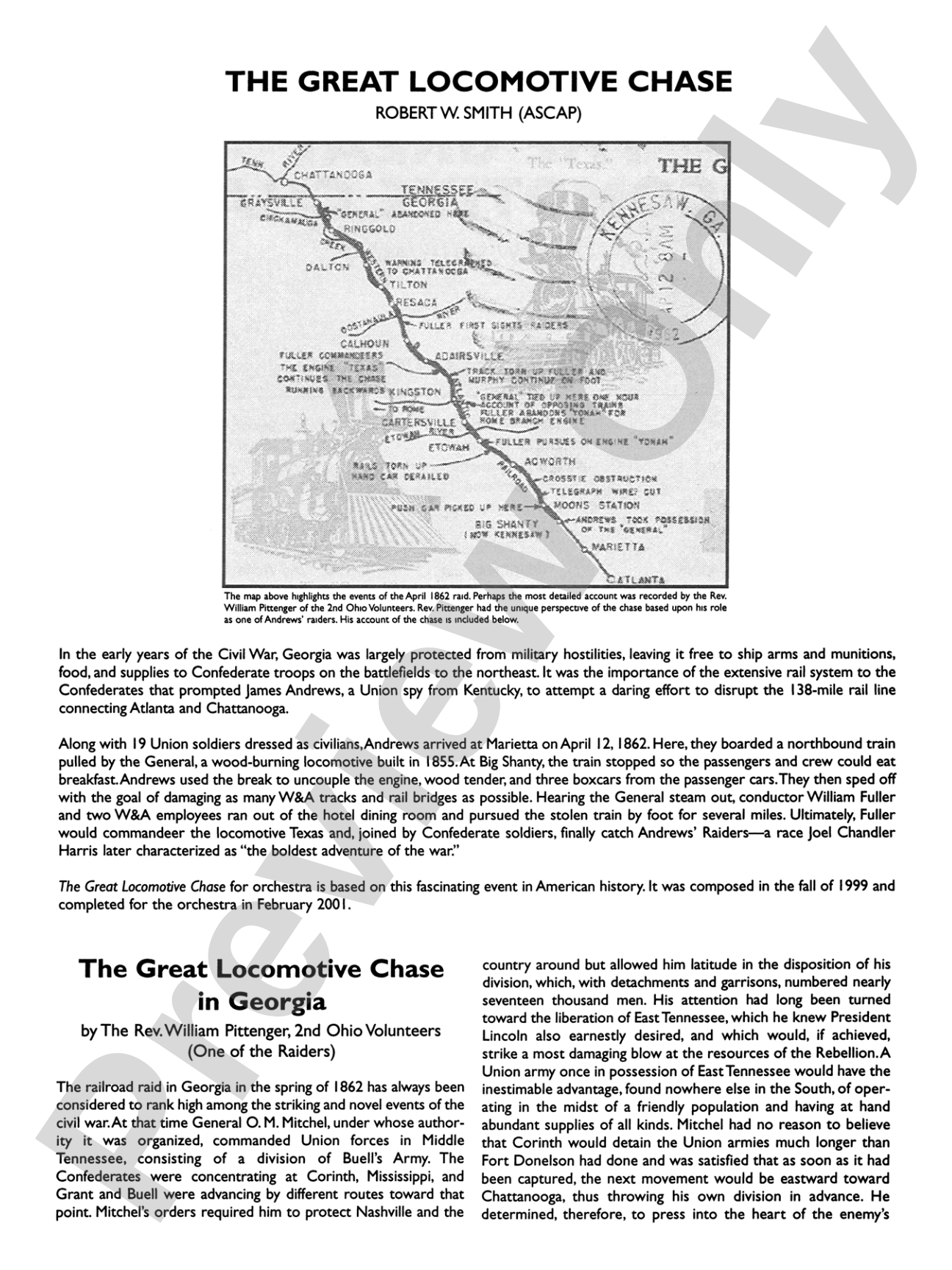 The Great Locomotive Chase: Full Orchestra Conductor Score & Parts