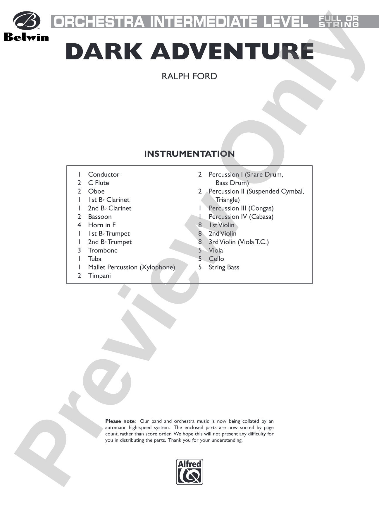 Dark Adventure: String/Full Orchestra Conductor Score & Parts