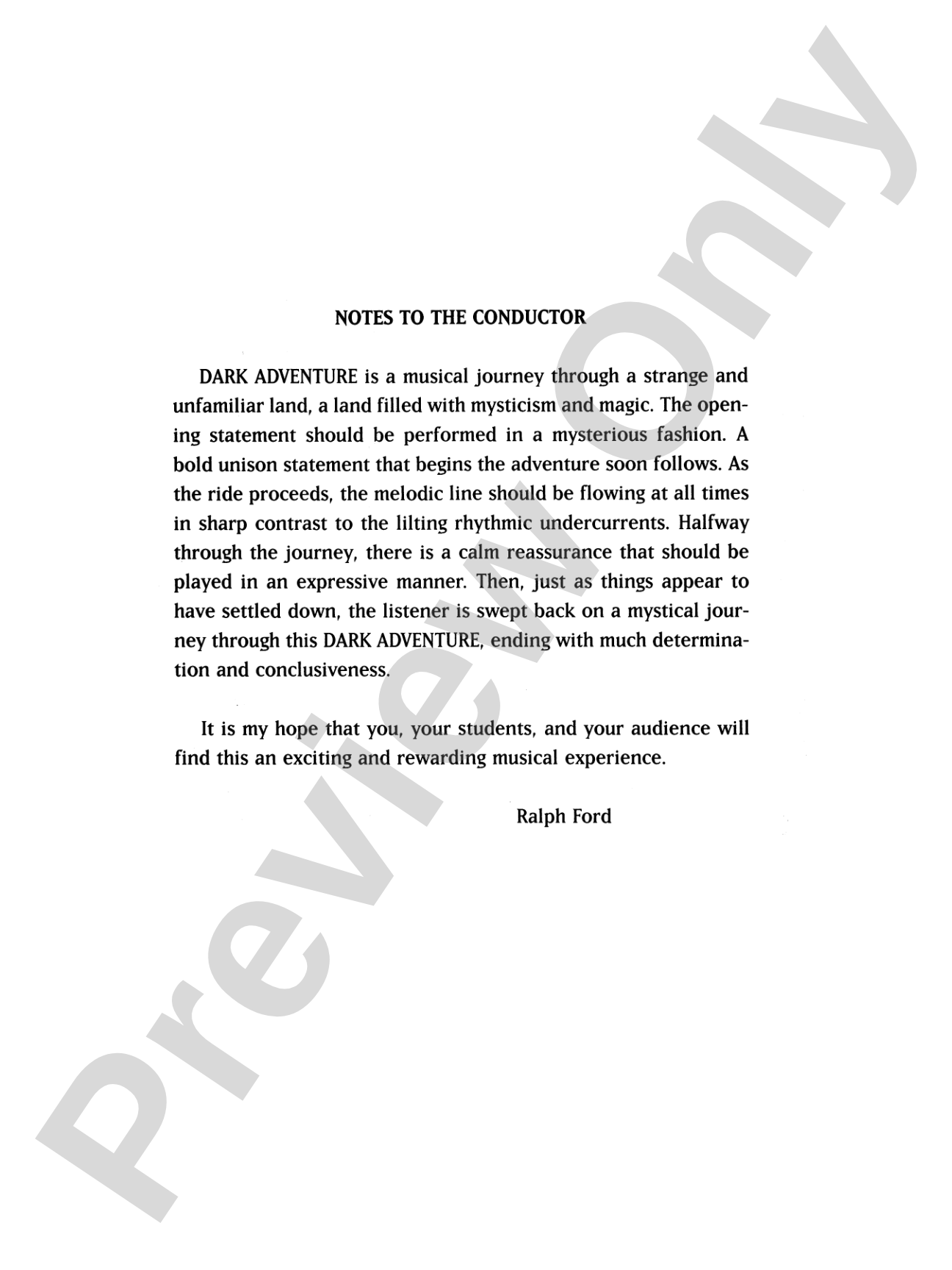 Dark Adventure: String/Full Orchestra Conductor Score & Parts