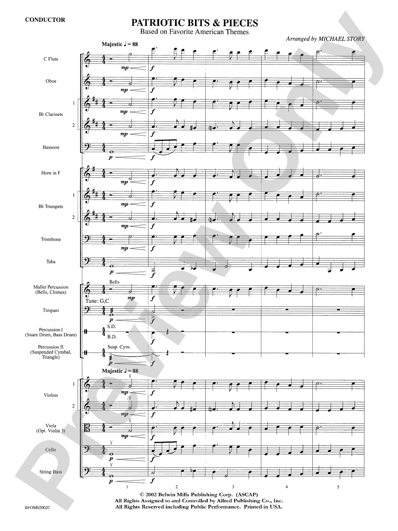 Patriotic Bits & Pieces (based on Favorite American Themes): Full Orchestra Conductor Score & Parts
