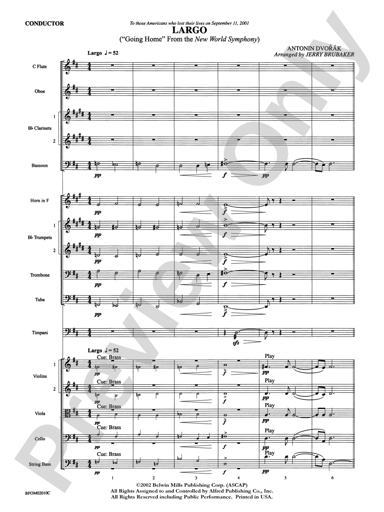 Largo ("Going Home" from the New World Symphony): Full Orchestra Conductor Score & Parts