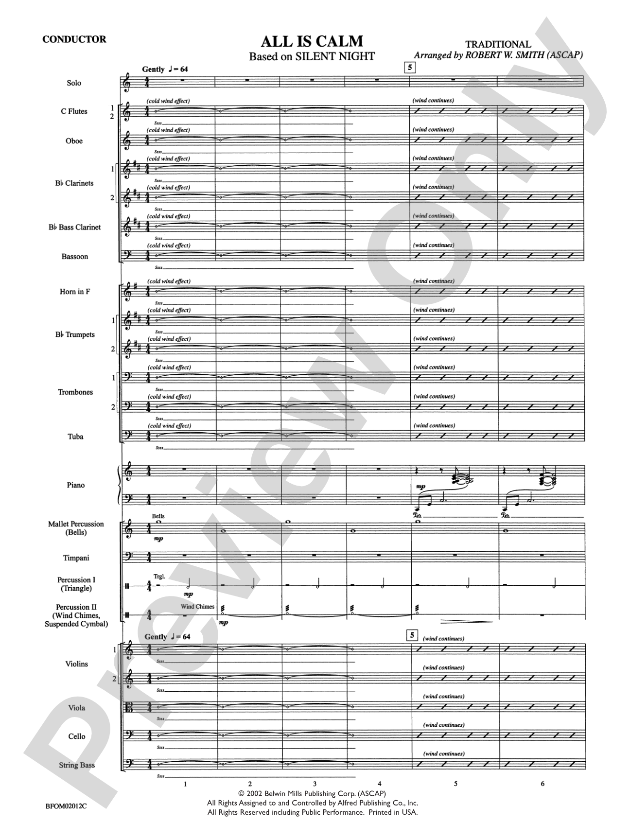 All Is Calm (Based on "Silent Night"): Full Orchestra Conductor Score & Parts