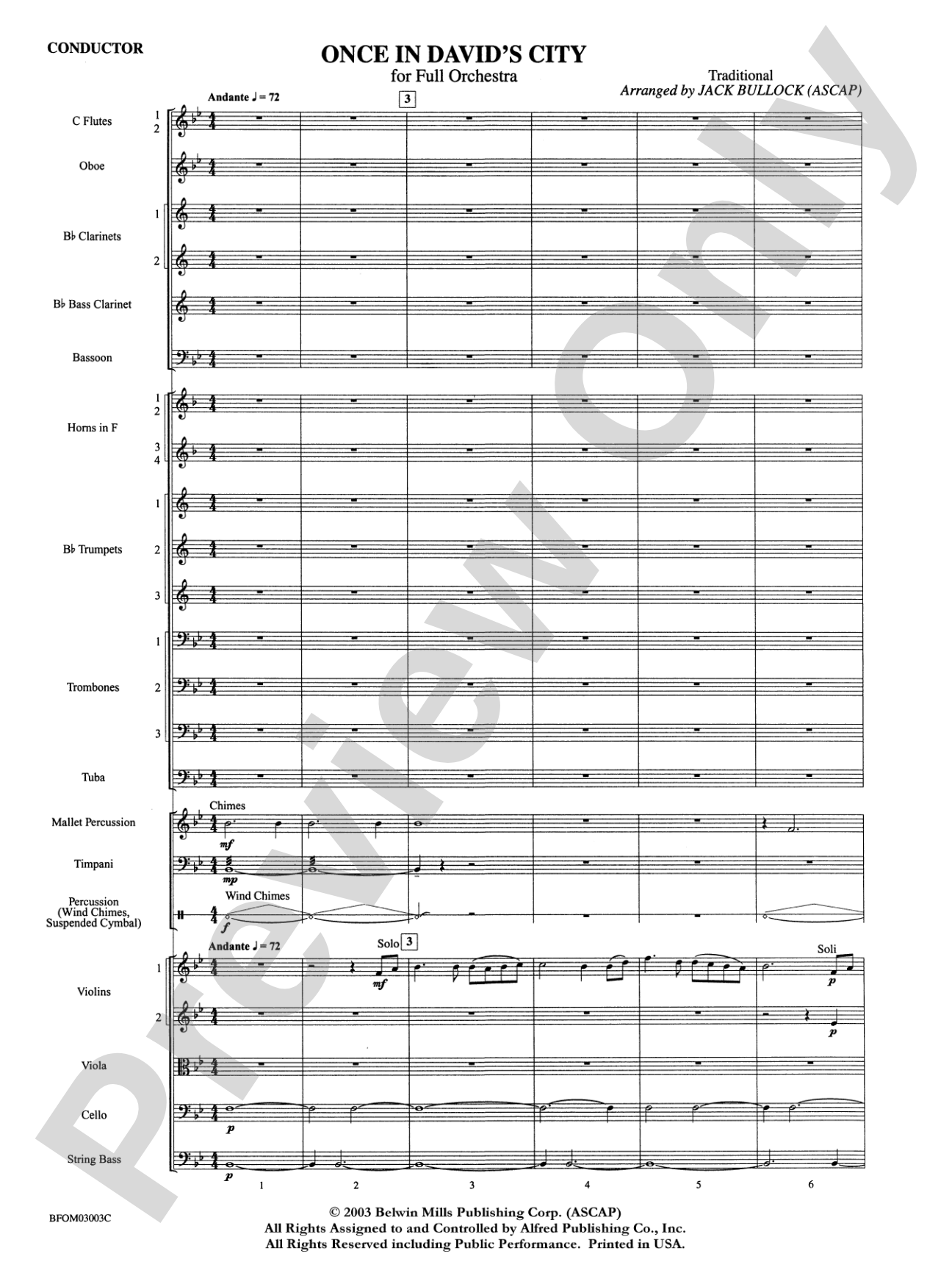 Once in David's City: Full Orchestra Conductor Score & Parts