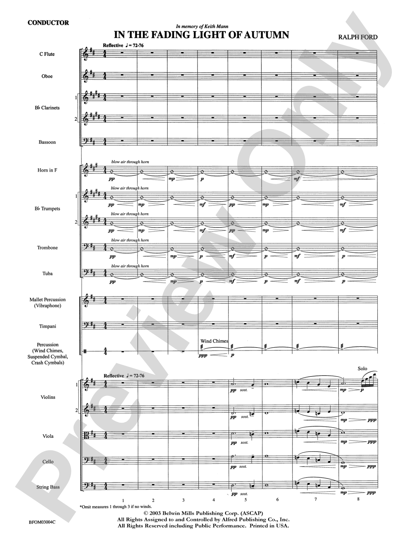 In the Fading Light of Autumn: Full Orchestra Conductor Score & Parts