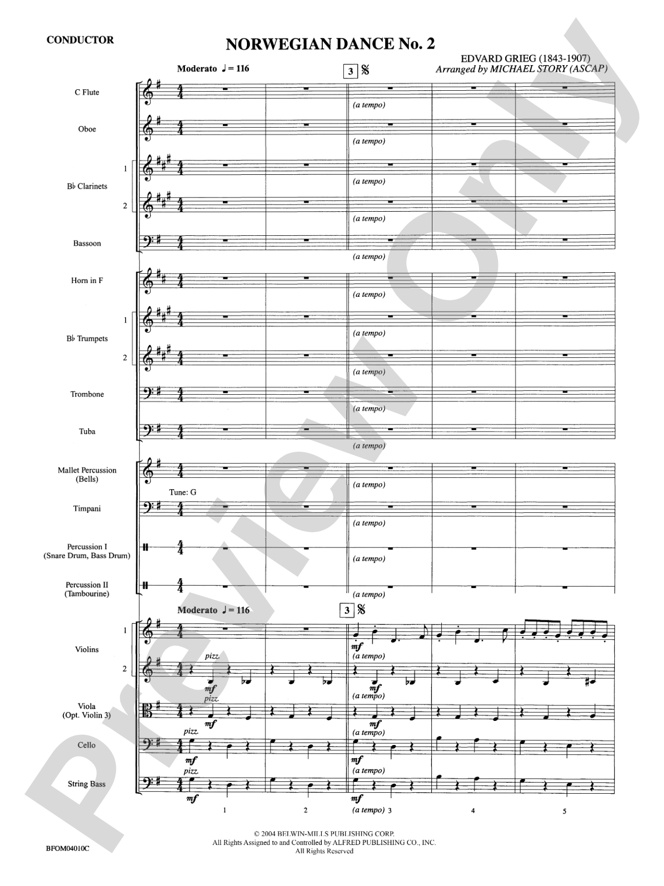Norwegian Dance No. 2: Full Orchestra Conductor Score & Parts