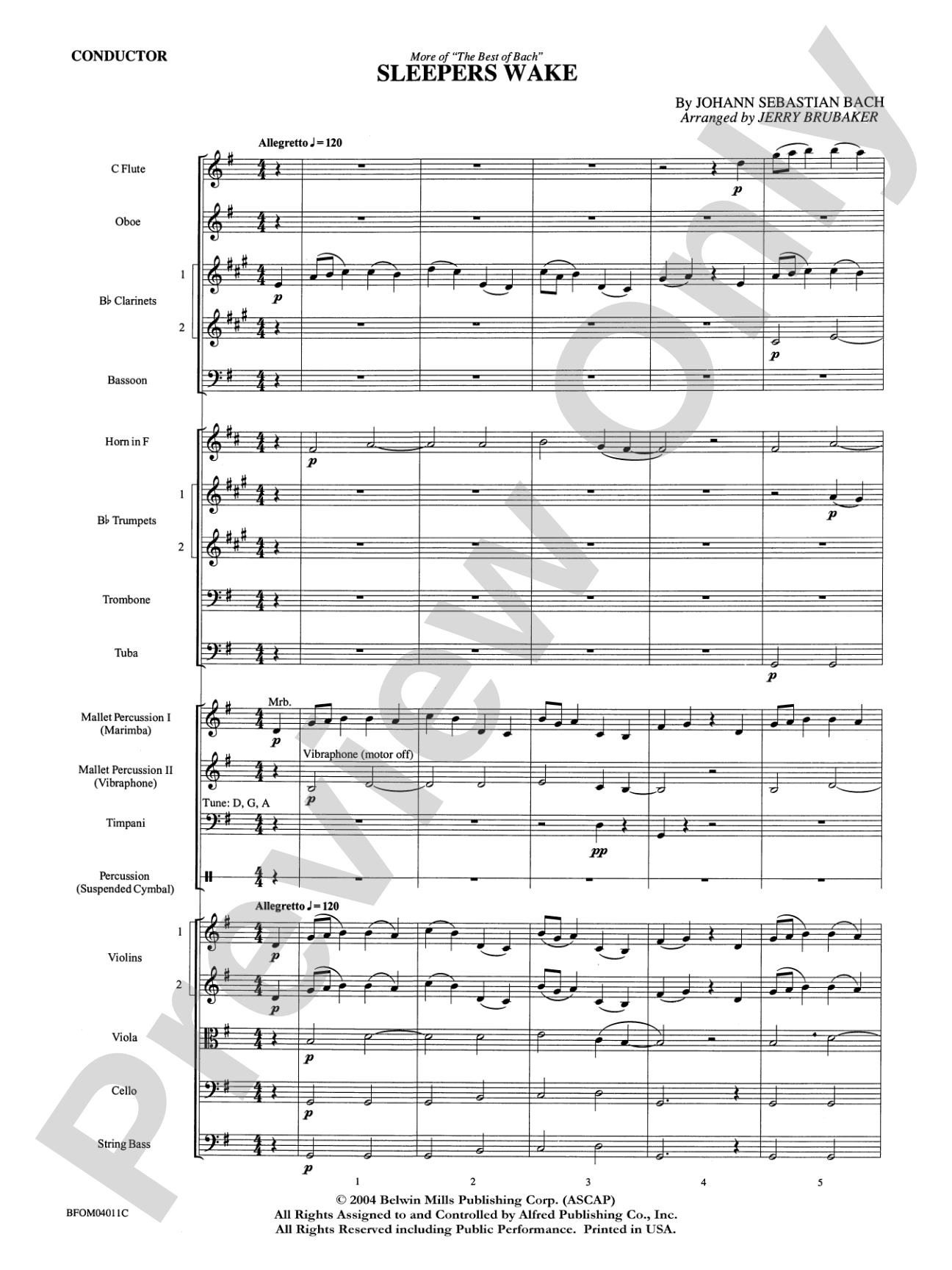 Sleepers Wake (More of the Best of Bach): Full Orchestra Conductor Score & Parts