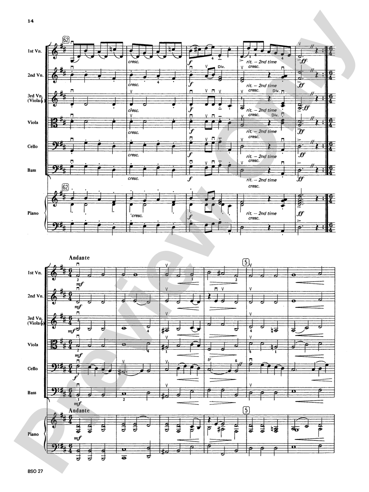 Chamber Suite in D: String Orchestra Conductor Score & Parts