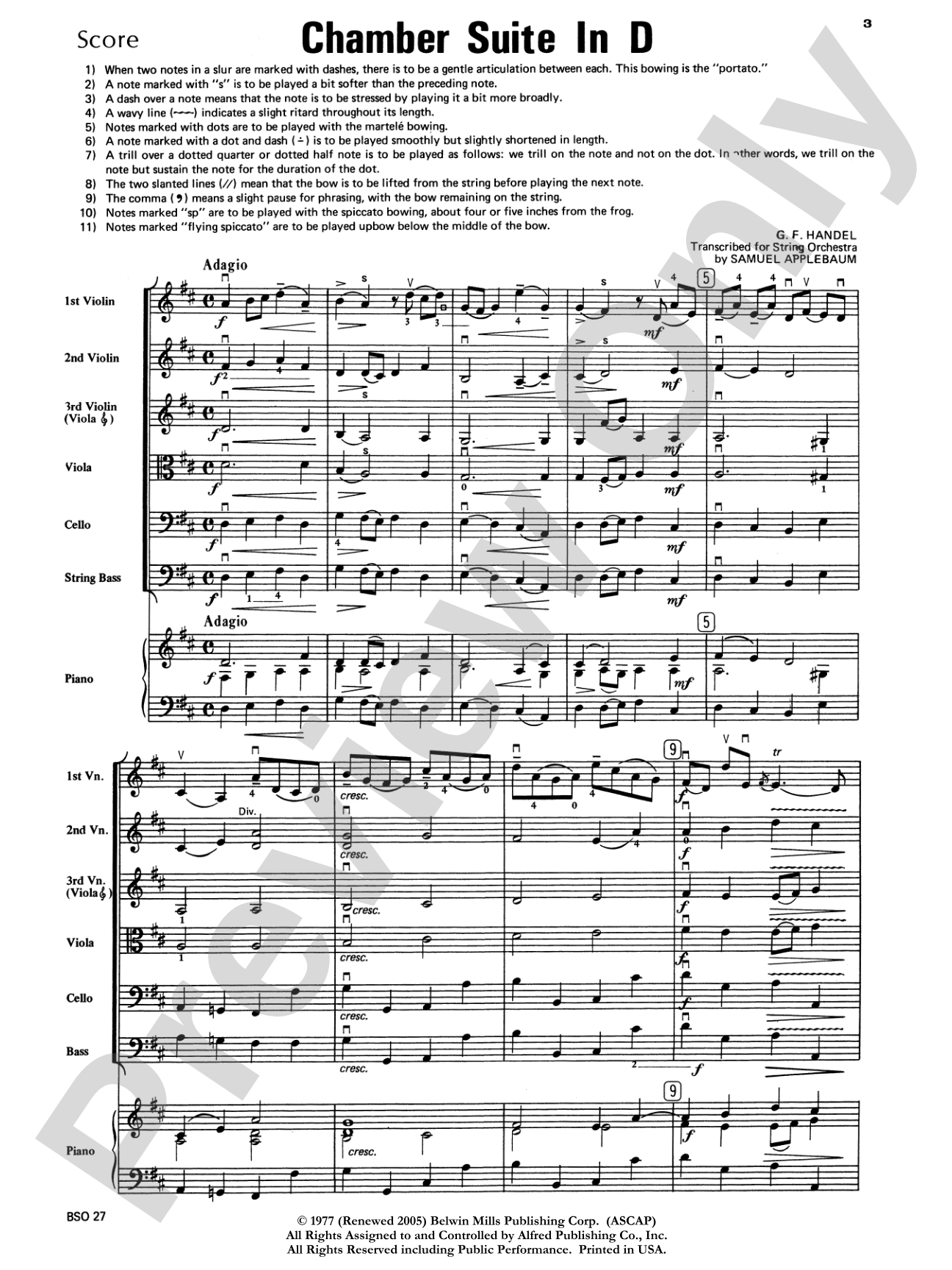Chamber Suite in D: String Orchestra Conductor Score & Parts