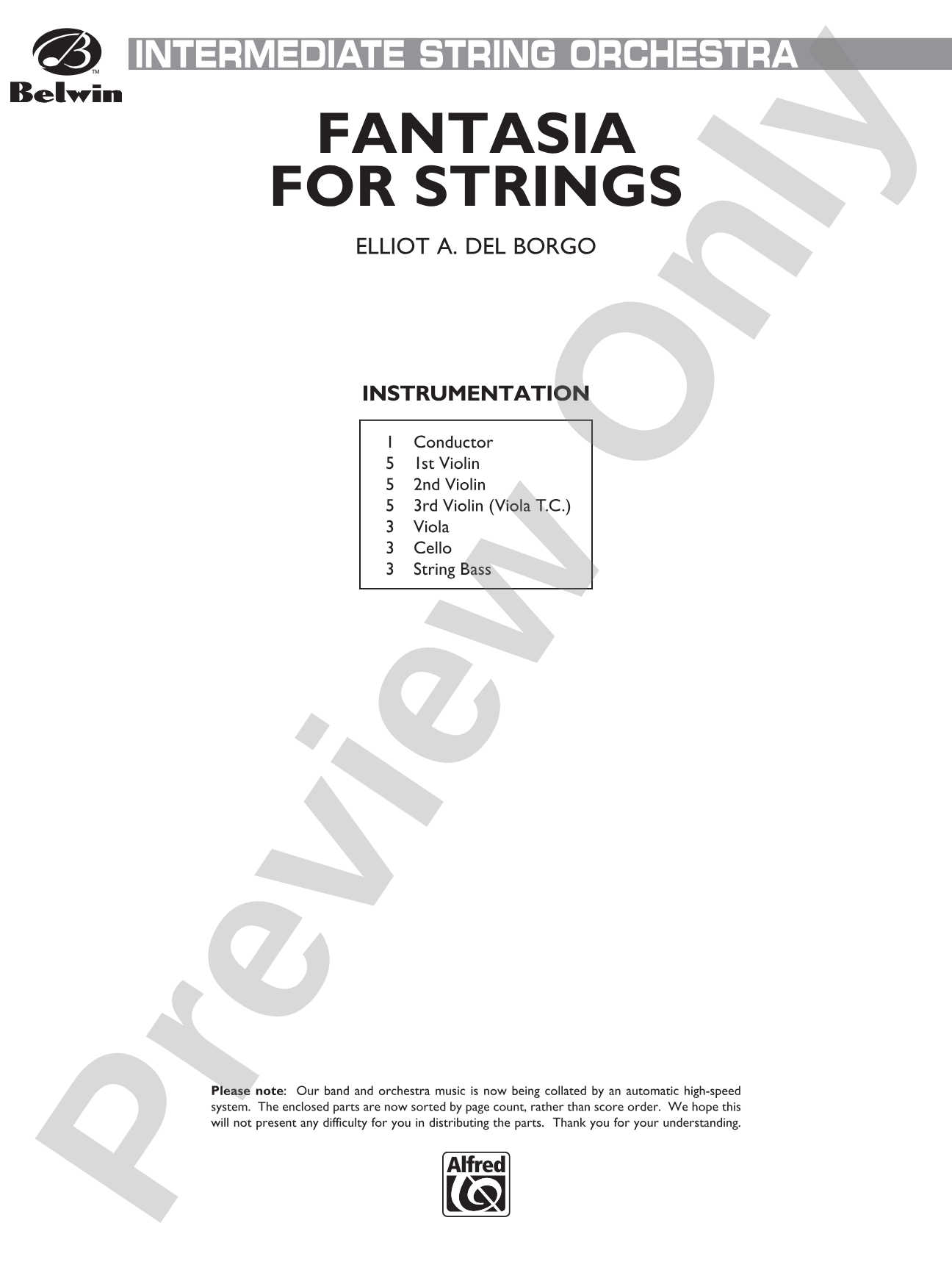 Fantasia for Strings: String Orchestra Conductor Score & Parts