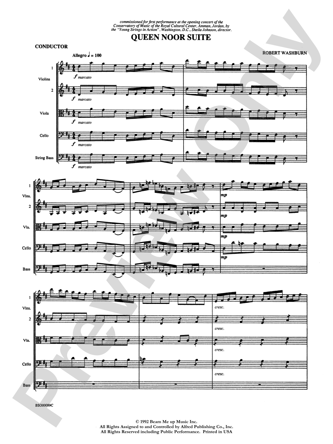 Queen Noor Suite: String Orchestra Conductor Score & Parts