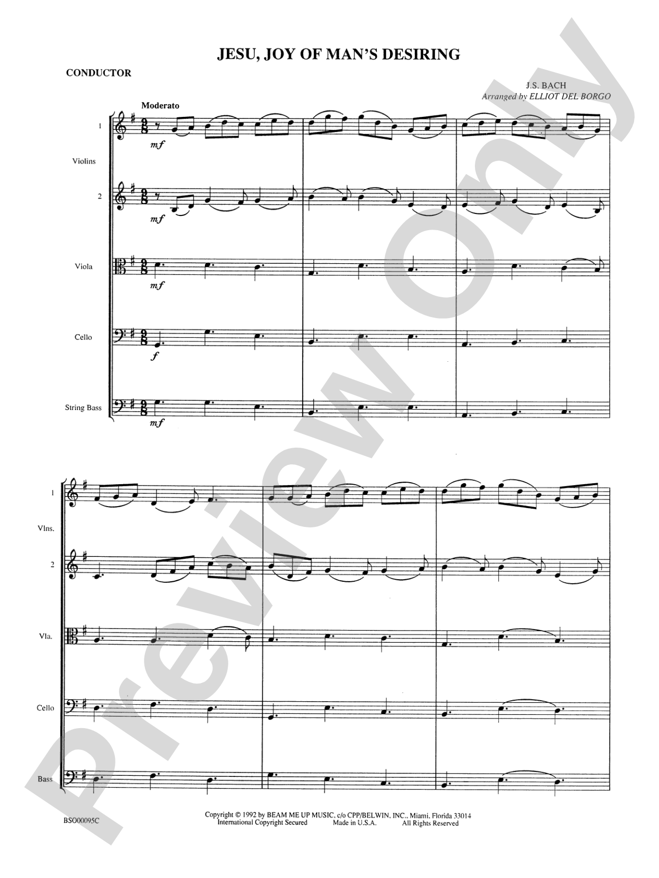 Jesu, Joy of Man's Desiring: String Orchestra Conductor Score & Parts