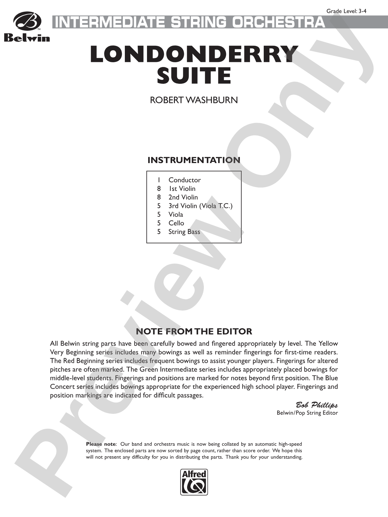 Londonderry Suite: String Orchestra Conductor Score & Parts